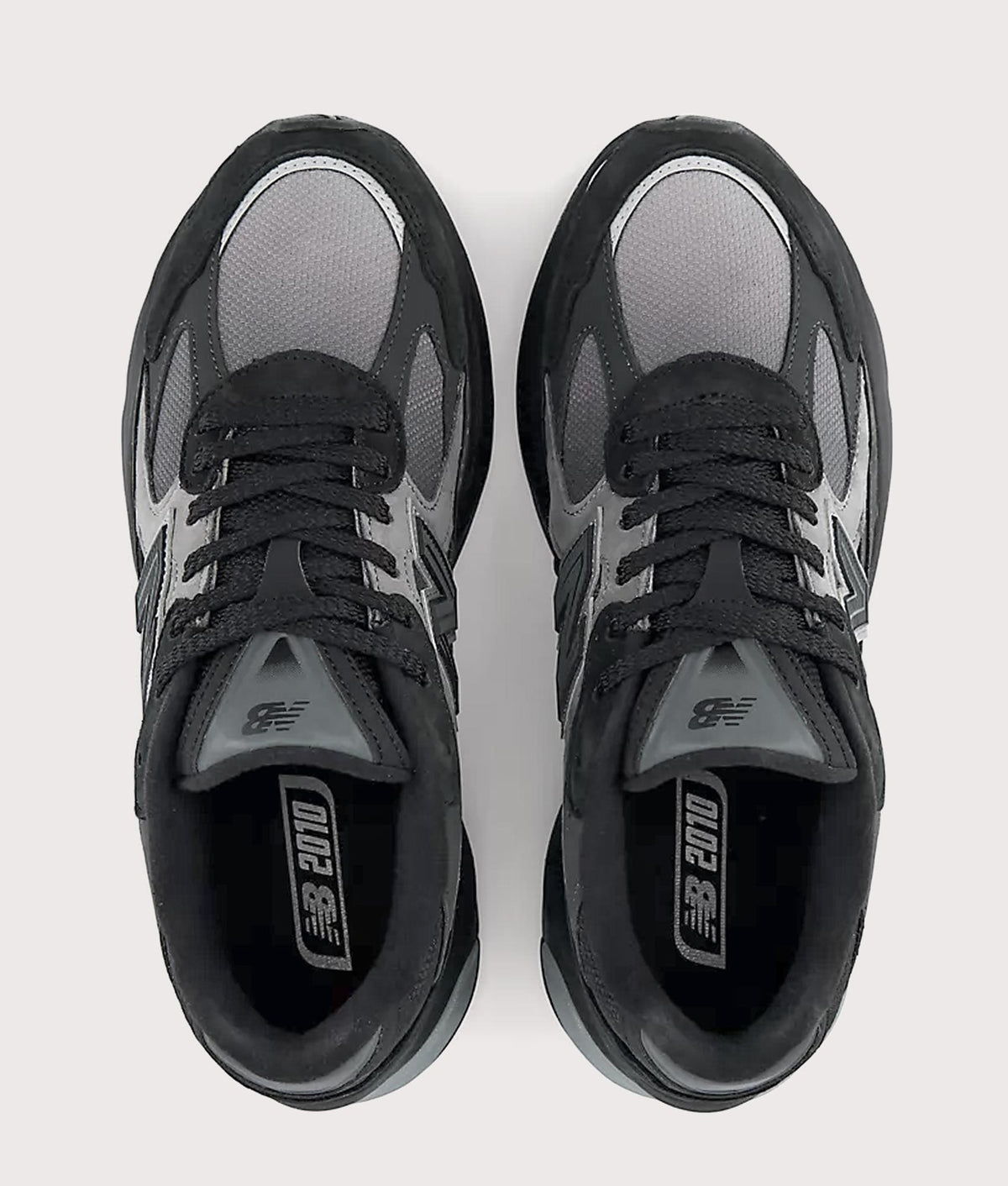 New Balance 2010 Sneakers in Black and Harbor Grey at EQVVS Menswear. Top shot.