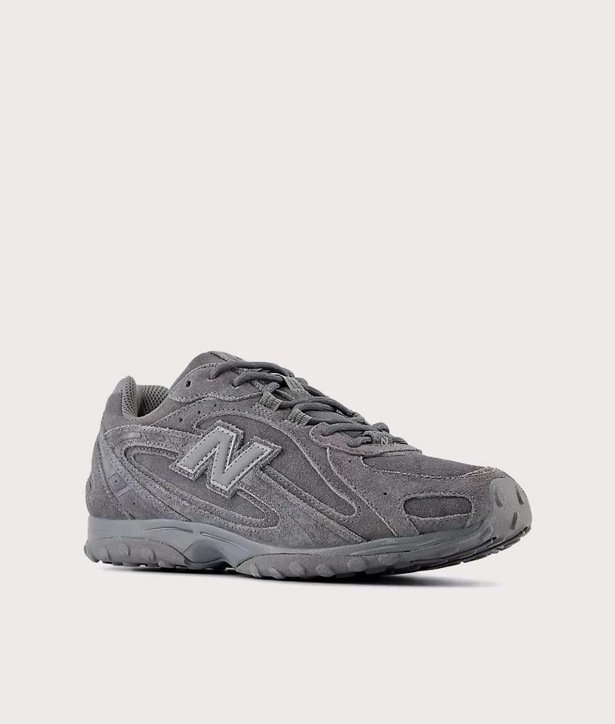 New Balance 204L Sneakers in Slate Grey and Grey Matter at EQVVS Menswear. Angled front shot.