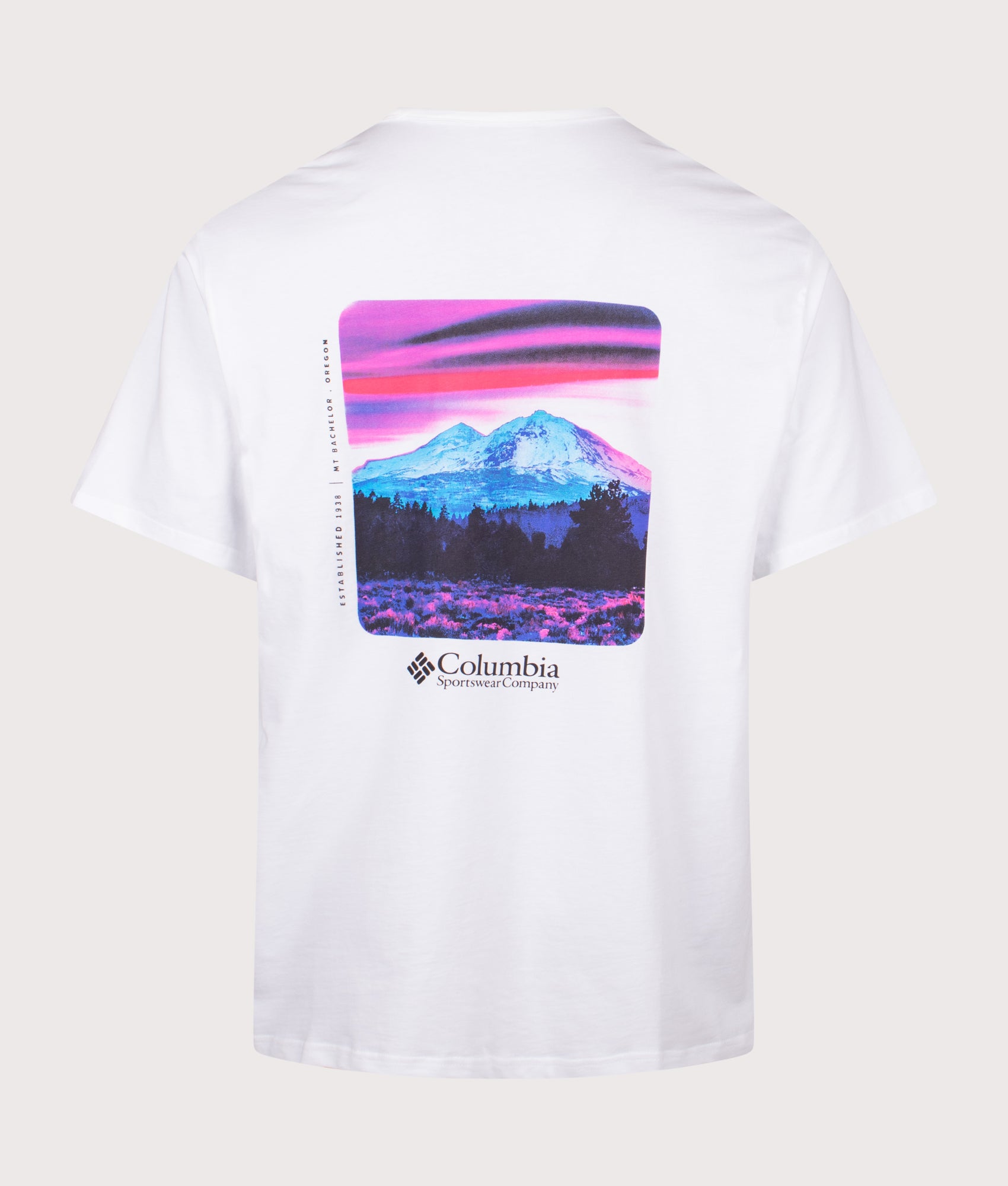 Columbia Relaxed Fit CSC Heavyweight Iconic T-Shirt in White and Photoreal CMYK at EQVVS Menswear. Back shot.