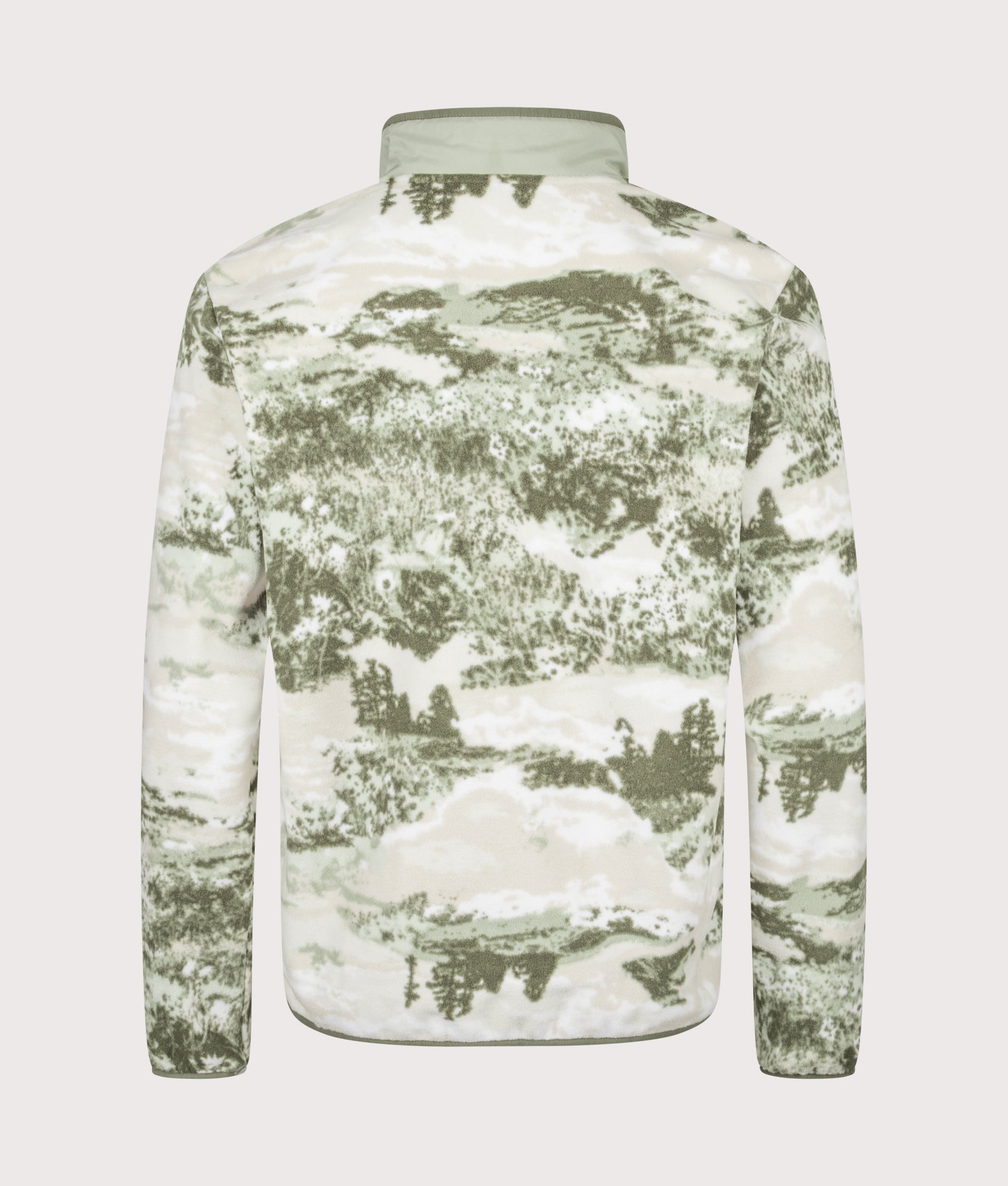 Columbia Sequoia Grove Printed Full Zip Fleece in Safari and Fieldaze at EQVVS Menswear. Back shot.