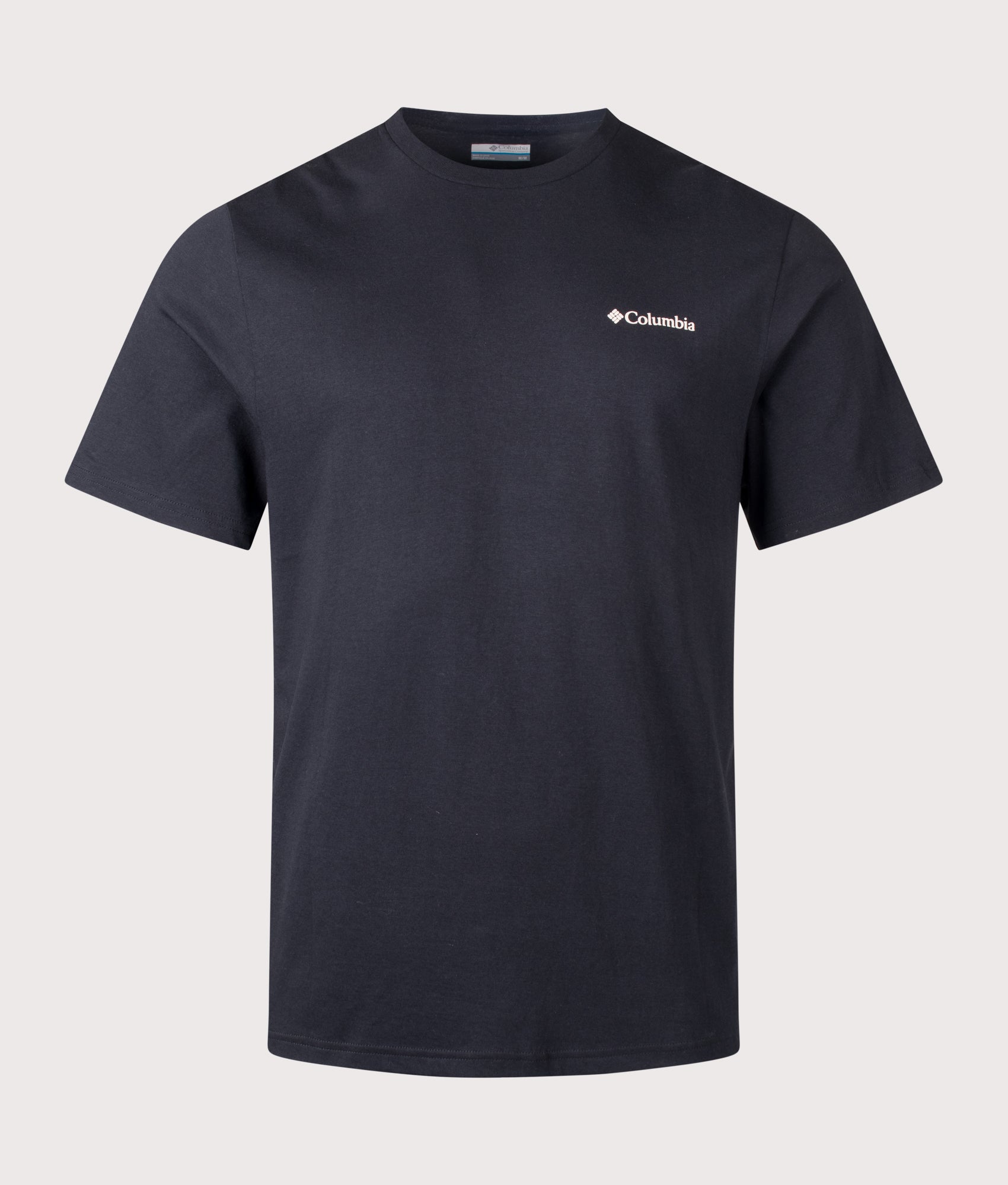 CSC Outdoor Back Graphic T-Shirt in Black/Sunscape by Columbia. Shot by EQVVS. Front shot.