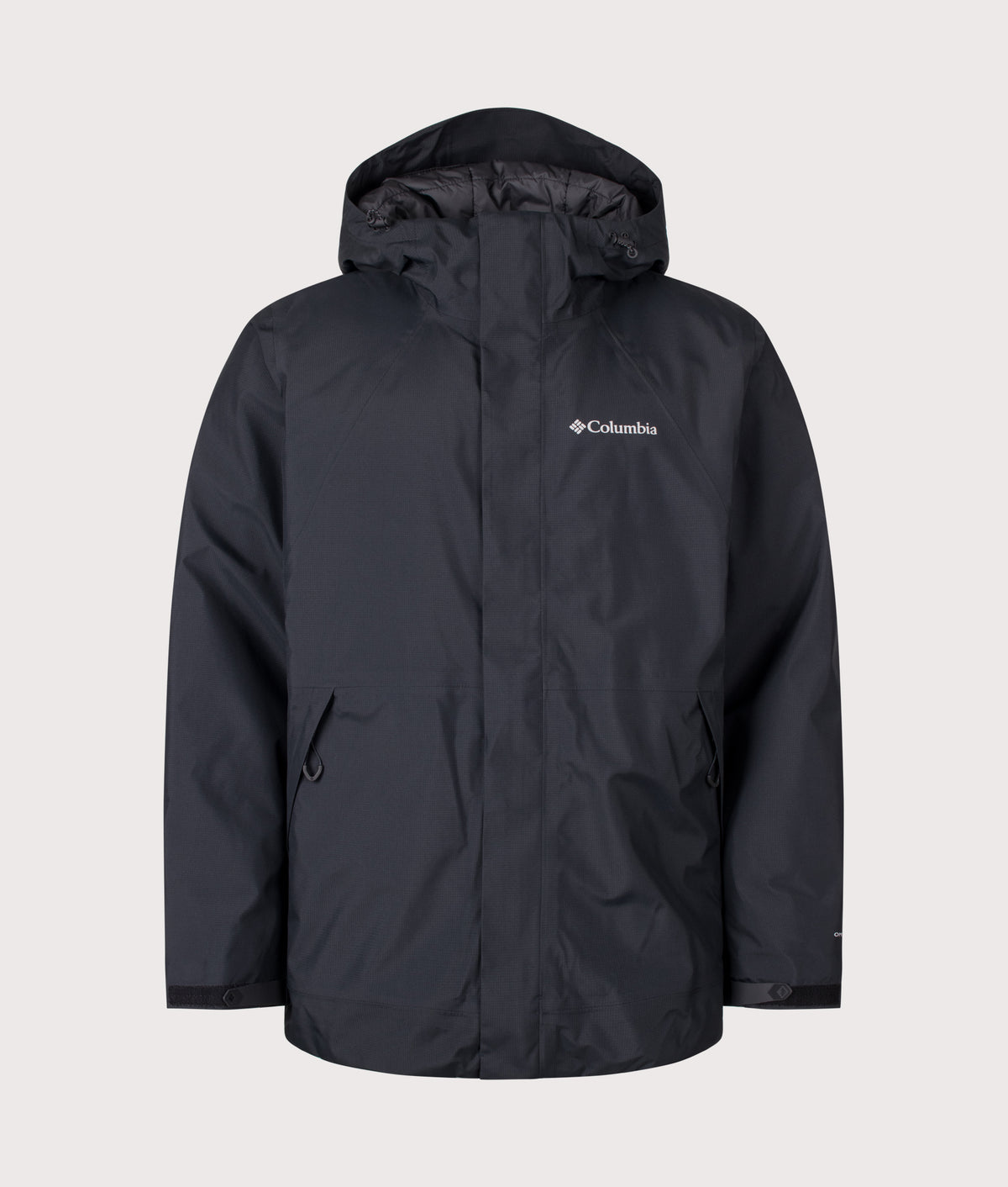 Columbia Street Commuter™ Waterproof Insulated Jacket in Black at EQVVS Menswear. Front shot.