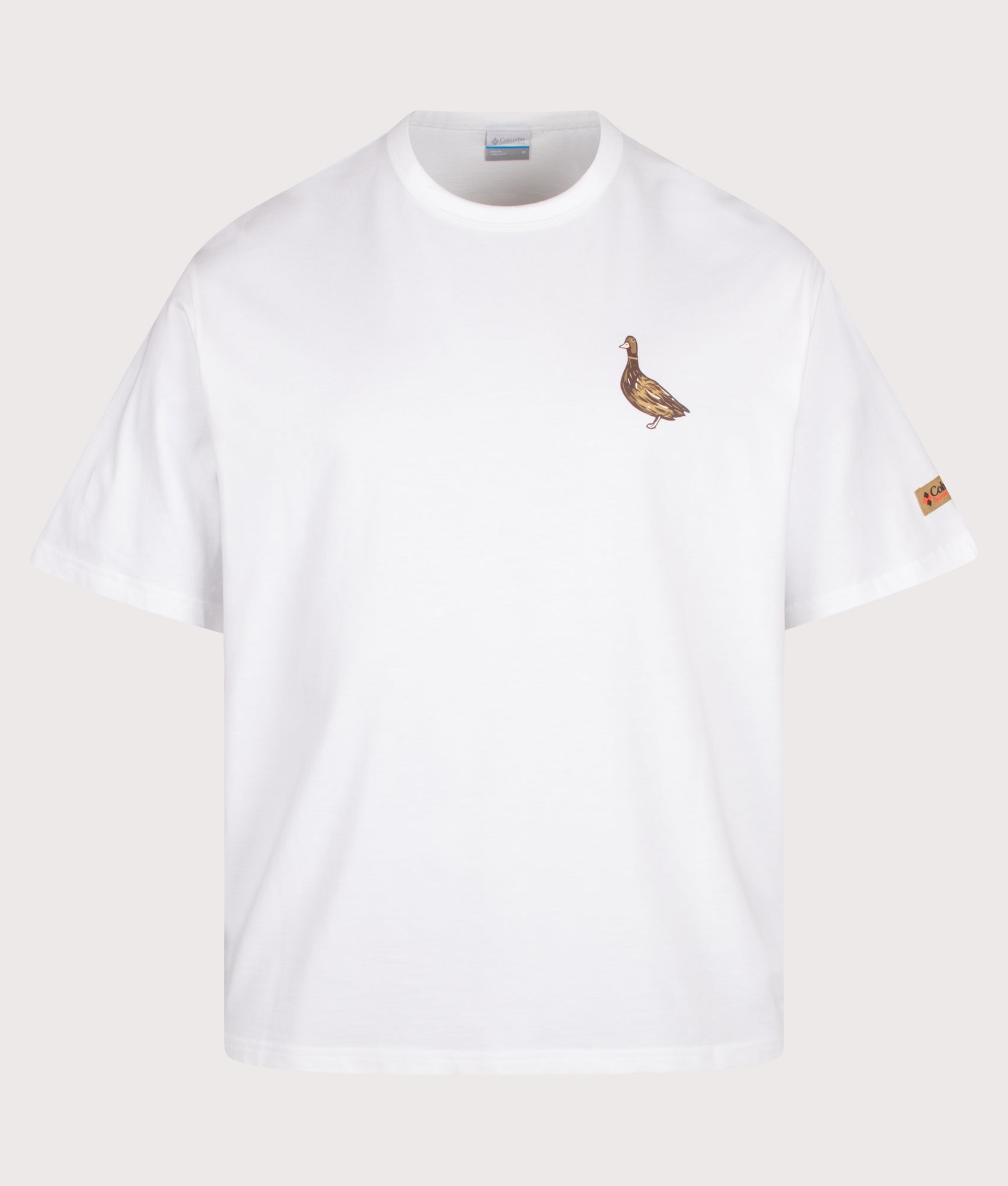 Columbia Relaxed Fit CSC Heavyweight Back Graphic T-Shirt in White Duck Heritage at EQVVS Menswear. Front shot.