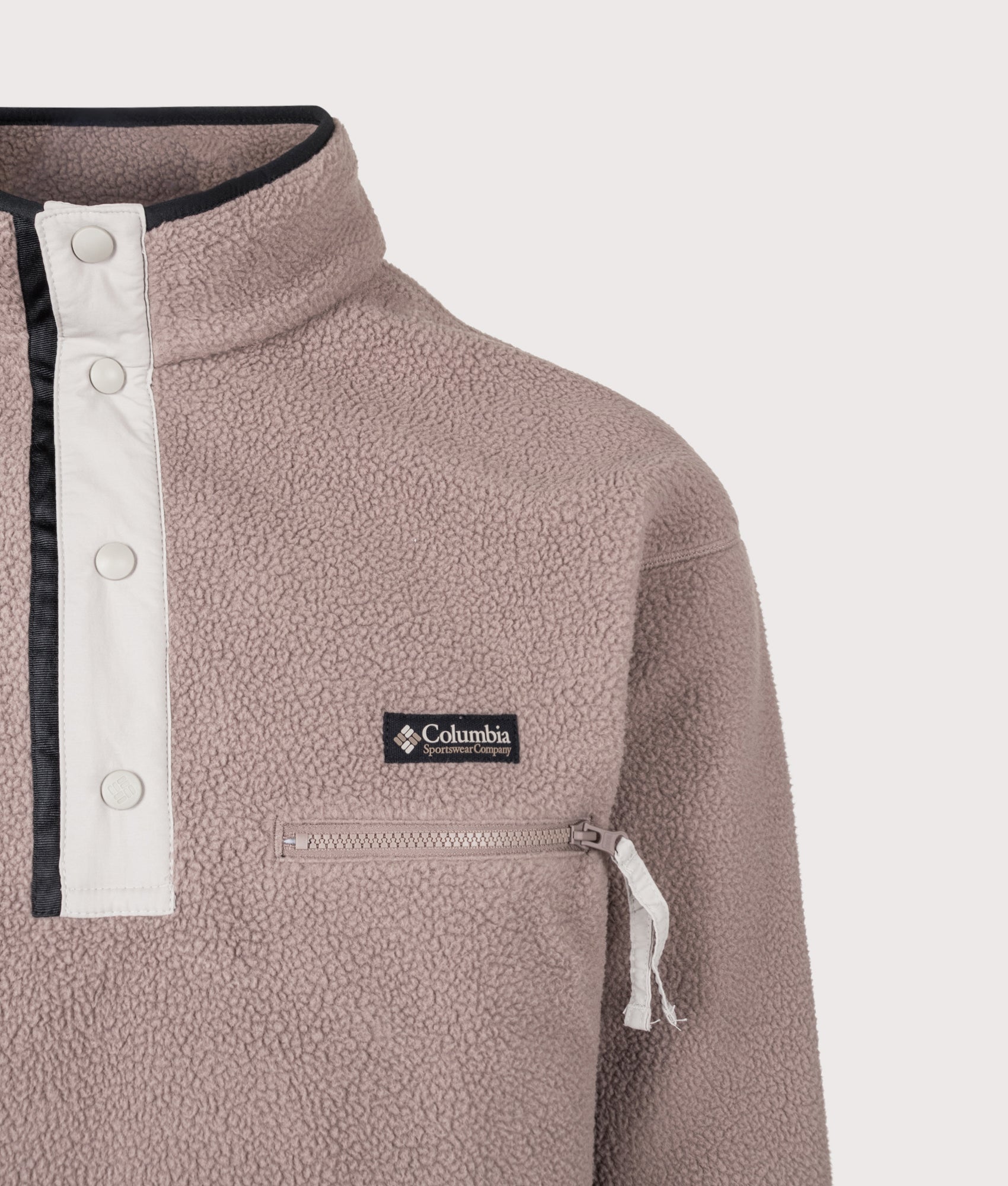 Columbia Regular Fit Helvetia II Half Snap Fleece in Iron at EQVVS Menswear.  Detail shot.