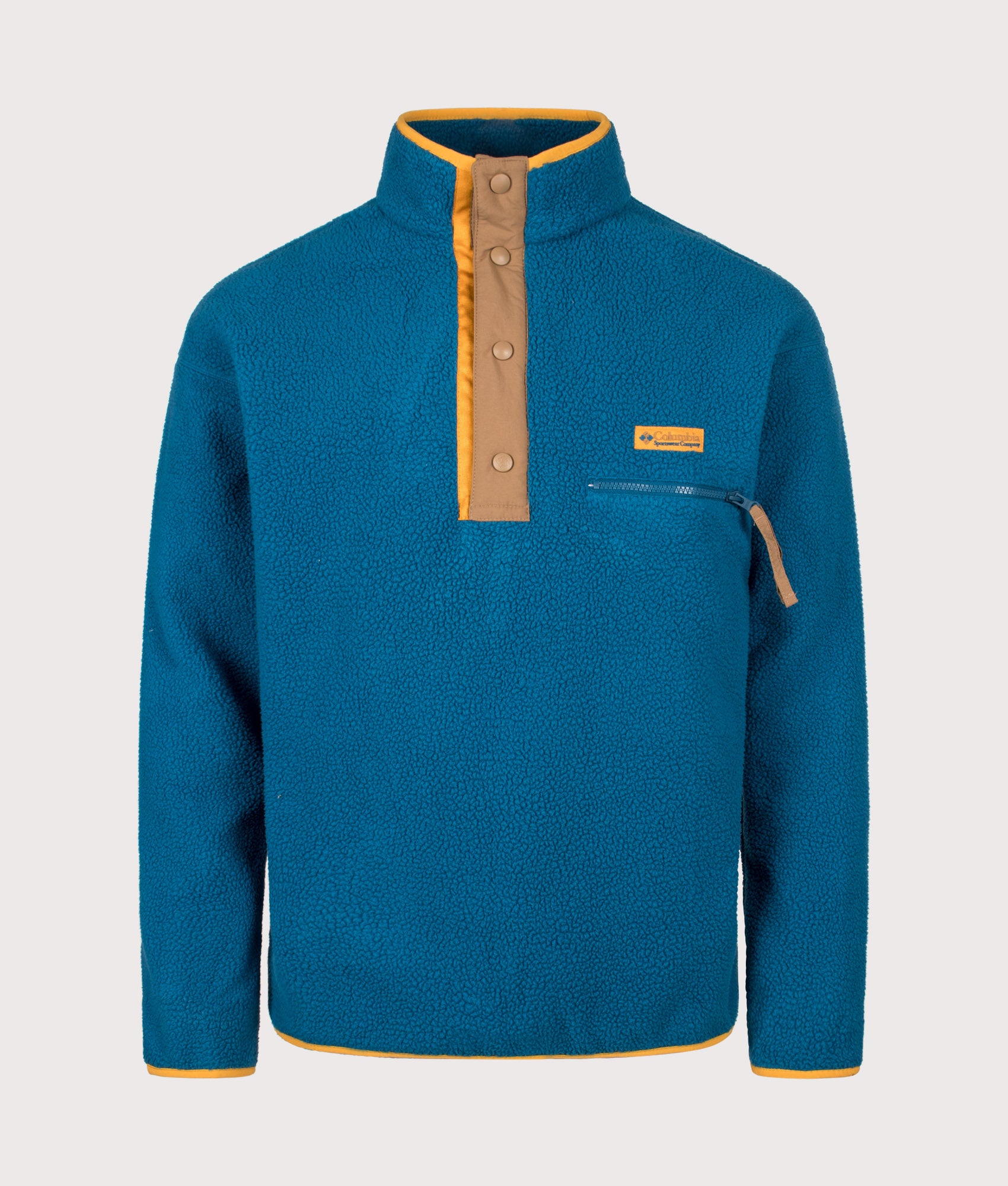 Columbia Regular Fit Helvetia II Half Snap Fleece in Phoenix Blue at EQVVS Menswear. Front shot.