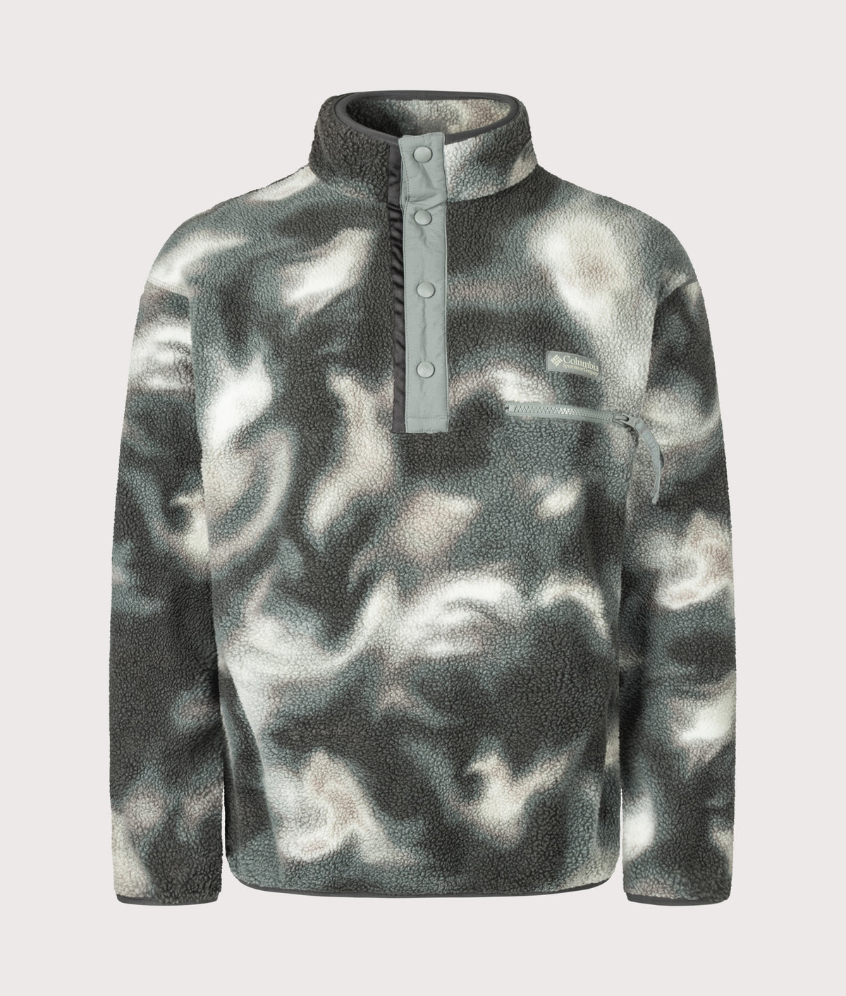 Columbia Regular Fit Helvetia II Printed Half Snap Fleece in Sedona Sage Dyeflow at EQVVS Menswear. Front shot.