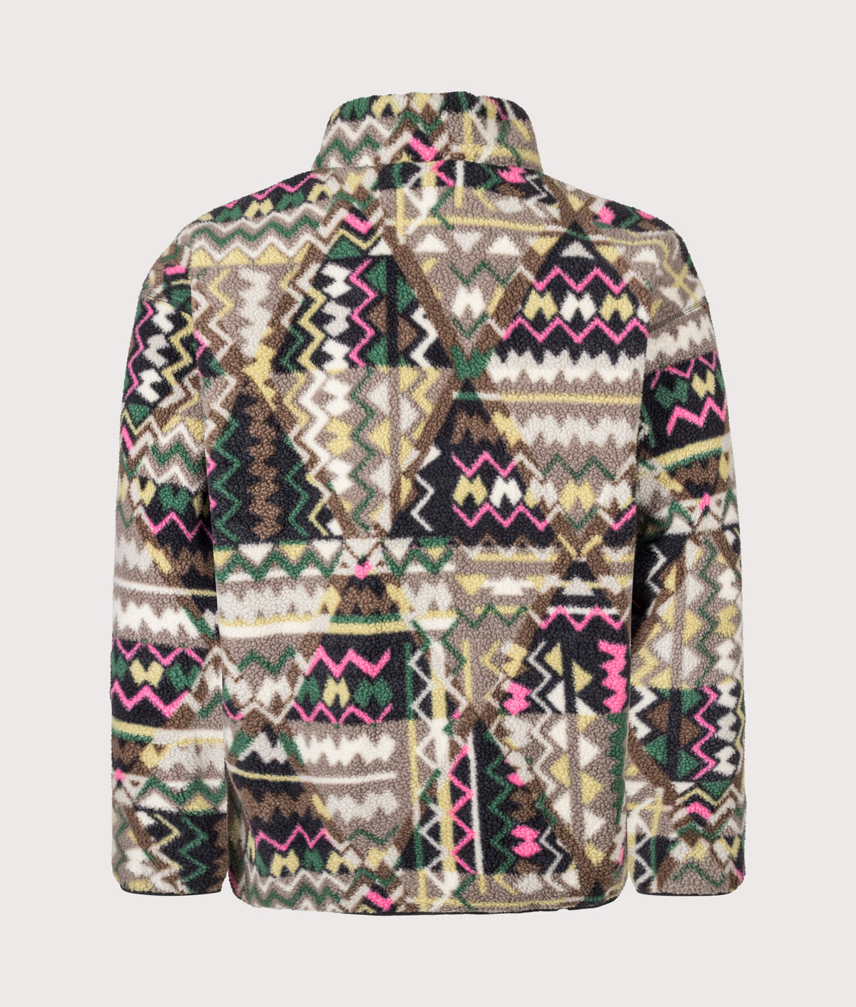 Columbia Regular Fit Helvetia II Printed Half Snap Fleece in Black Geomix at EQVVS Menswear. Back shot.
