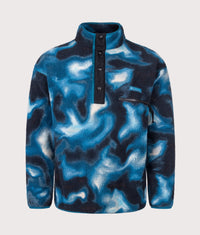 Regular Fit Helvetia II Printed Half Snap Fleece: 442 Phoenix Blue Dyeflow 