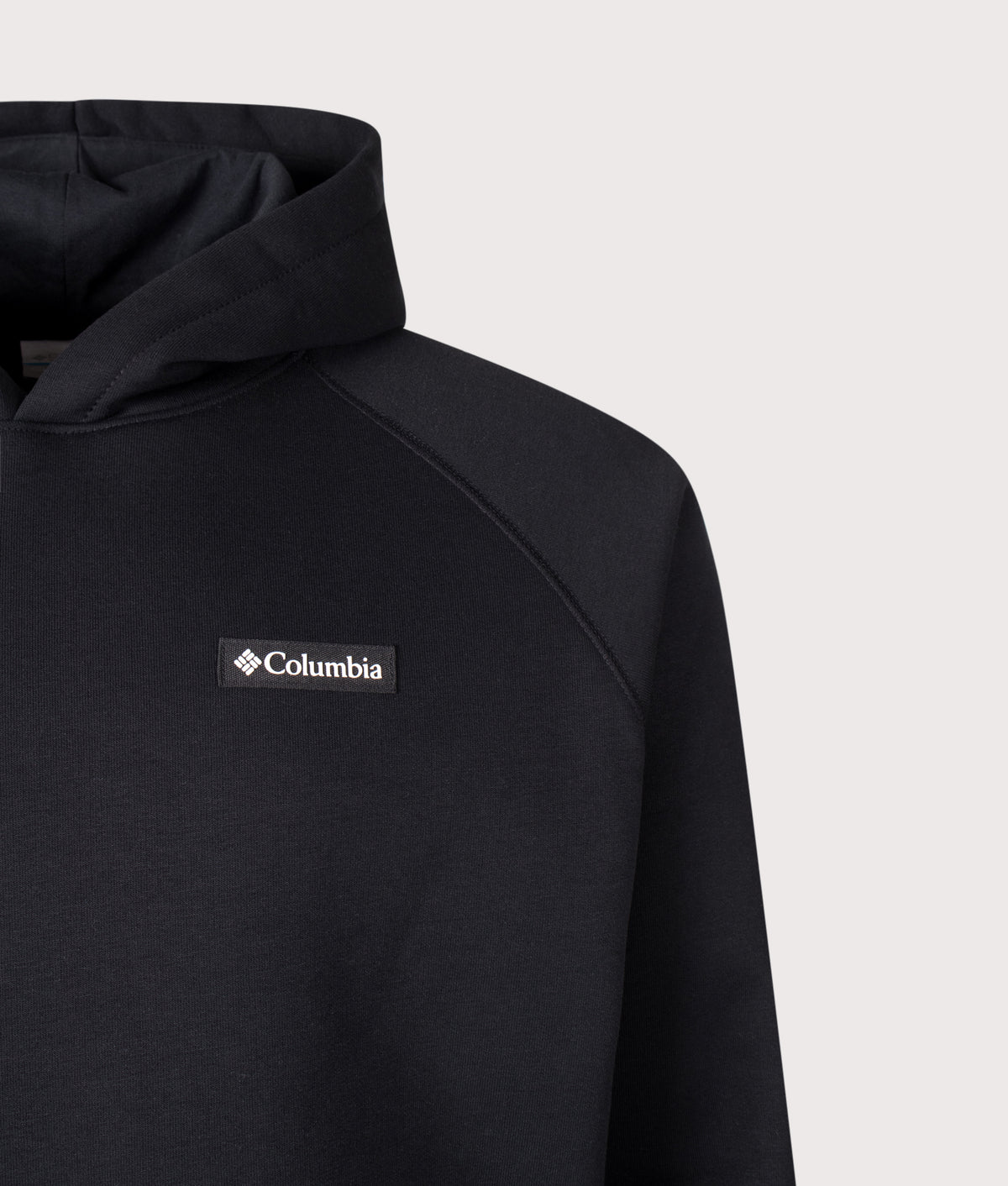 Columbia Regular Fit Dry Creek™ Heavyweight Hoodie in Black at EQVVS Menswear. Detail shot.