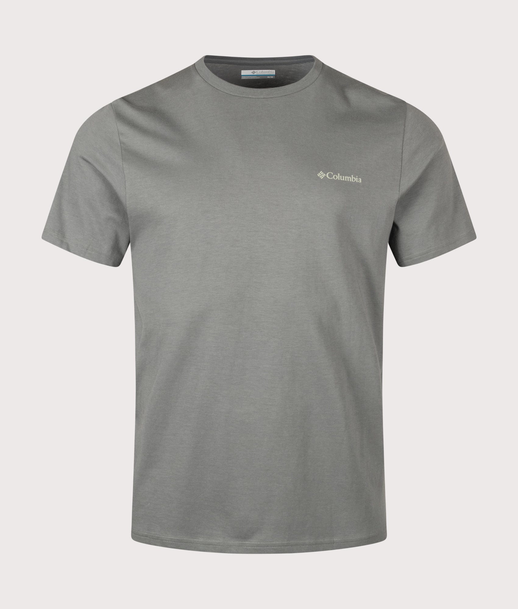 Columbia Regular Fit CSC Logo Back T-Shirt in Sedona Sage/Wavy Branded Peaks at EQVVS Menswear. Front shot.