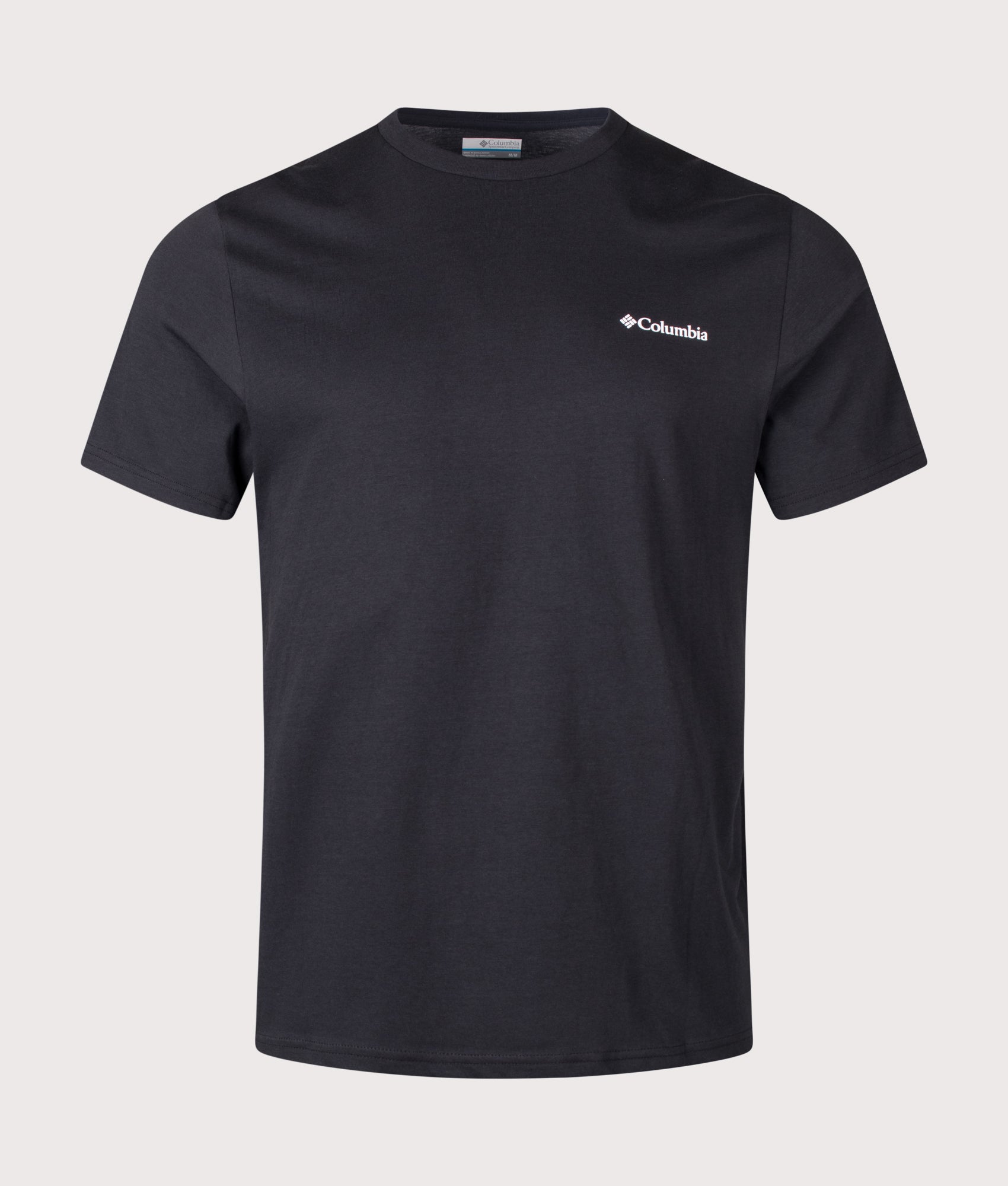 Columbia Regular Fit CSC Logo Back T-Shirt in Black/Wavy Branded Peaks at EQVVS Menswear. Front shot.