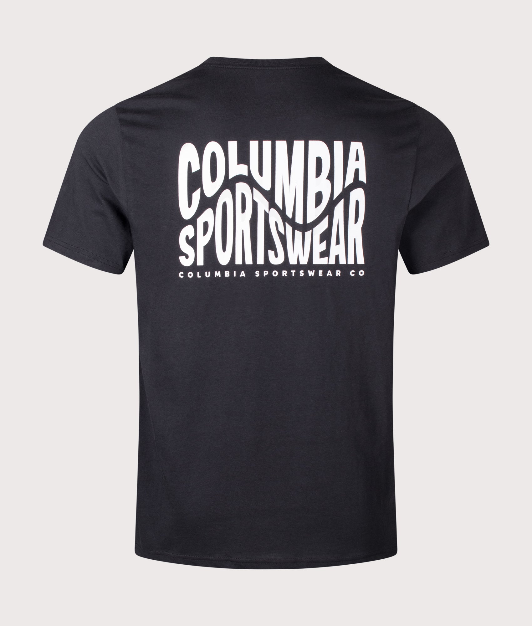 Columbia Regular Fit CSC Logo Back T-Shirt in Black/Wavy Branded Peaks at EQVVS Menswear. Back shot.