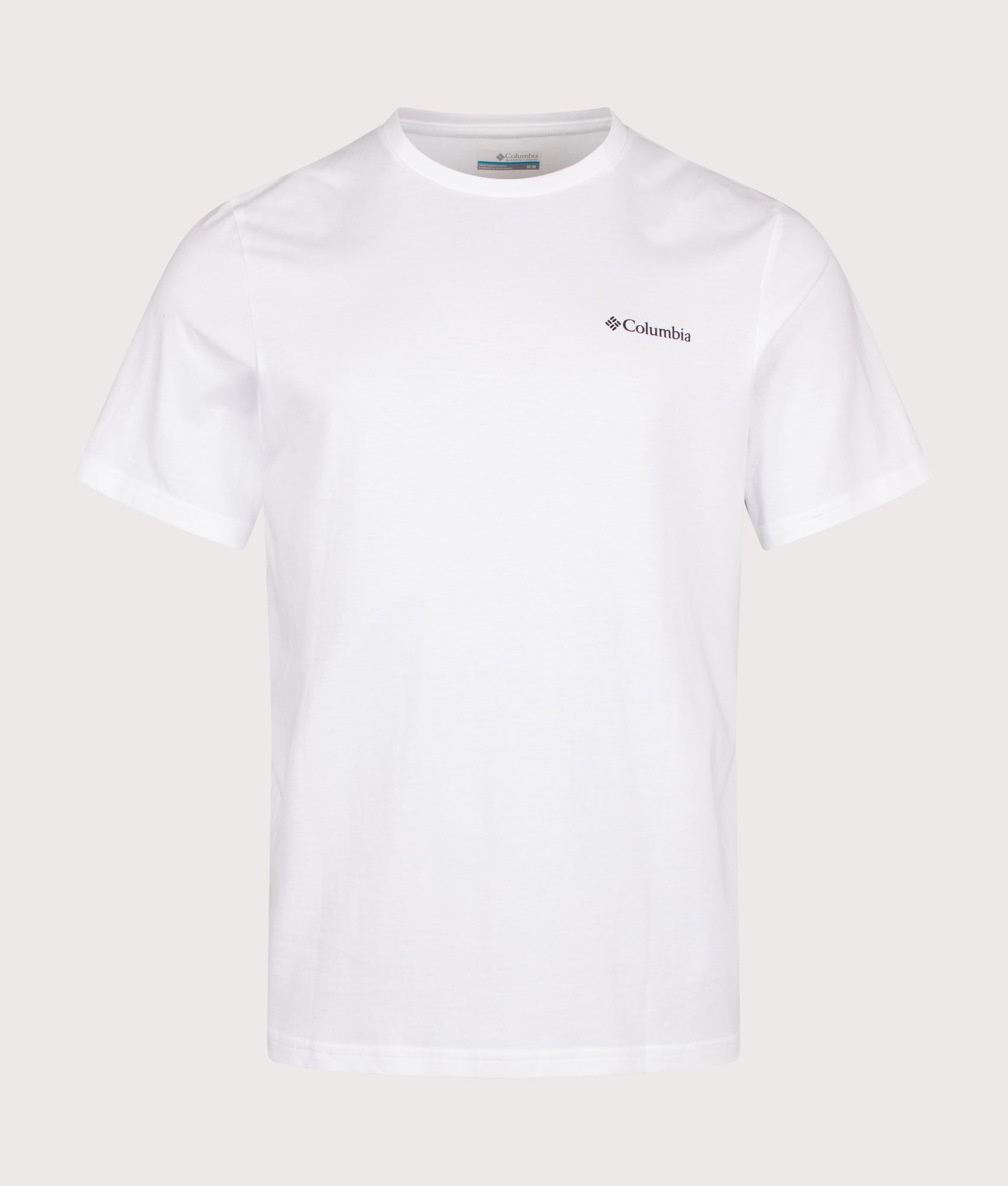 Columbia Regular Fit CSC Outdoor Back Graphic T-Shirt in White/Flower Power Badge at EQVVS Menswear. Front shot.