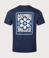 Regular Fit CSC Outdoor Back Graphic T-Shirt: 465 Collegiate Navy/Flower Power Badge 