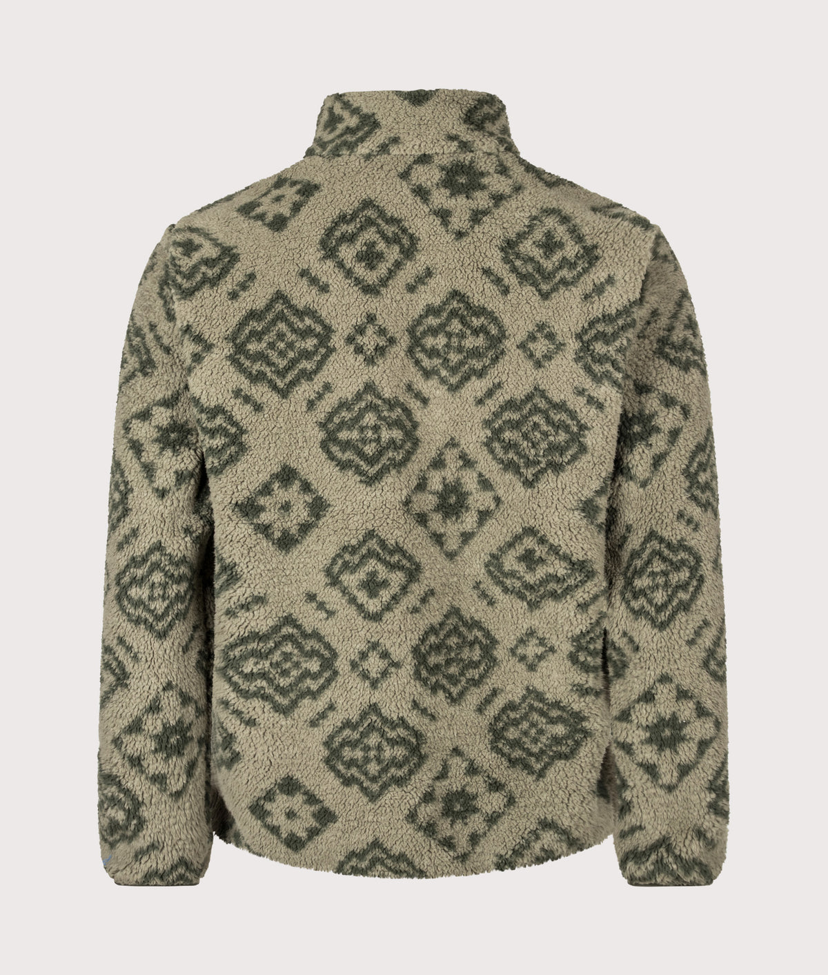 Columbia Regular Fit Rugged Ridge™ High Pile Quarter Zip Fleece in Stone Green Checked Out and Greenscape at EQVVS Menswear. Back shot.