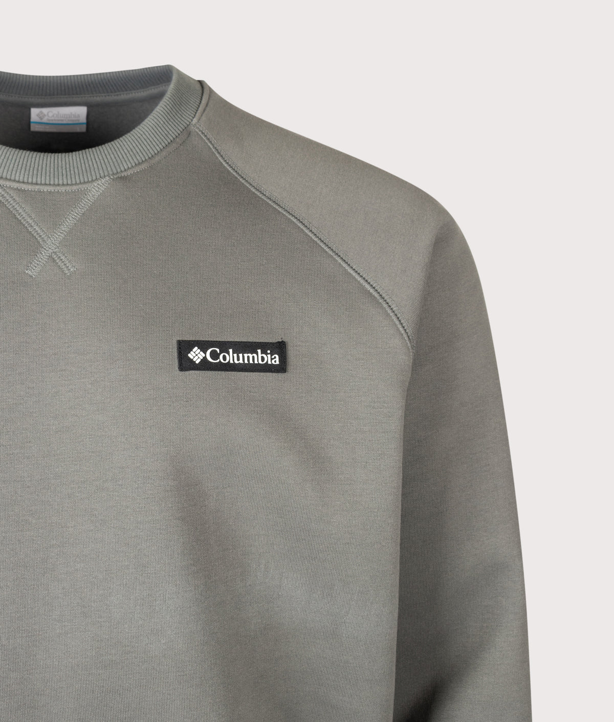Columbia Regular Fit Dry Creek™ Heavyweight Crew Sweatshirt in Sedona Sage at EQVVS Menswear. Detail shot.