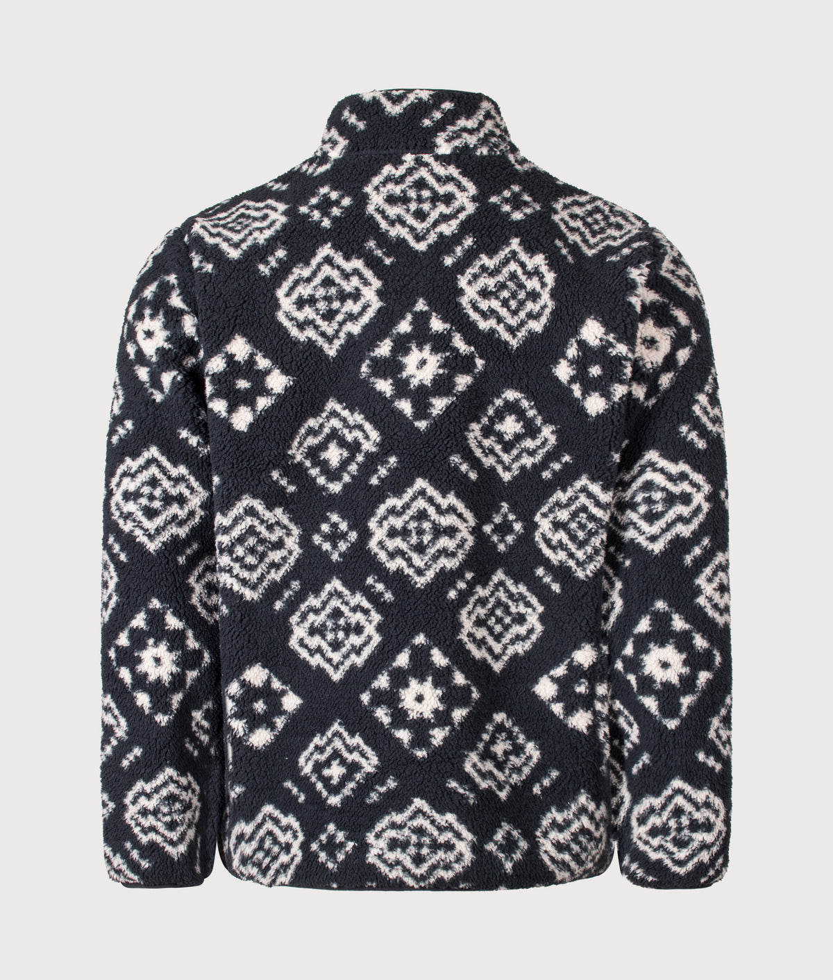Columbia Regular Fit Rugged Ridge™ High Pile Quarter Zip Fleece in Black Checked Out and Black at EQVVS Menswear. Back shot.
