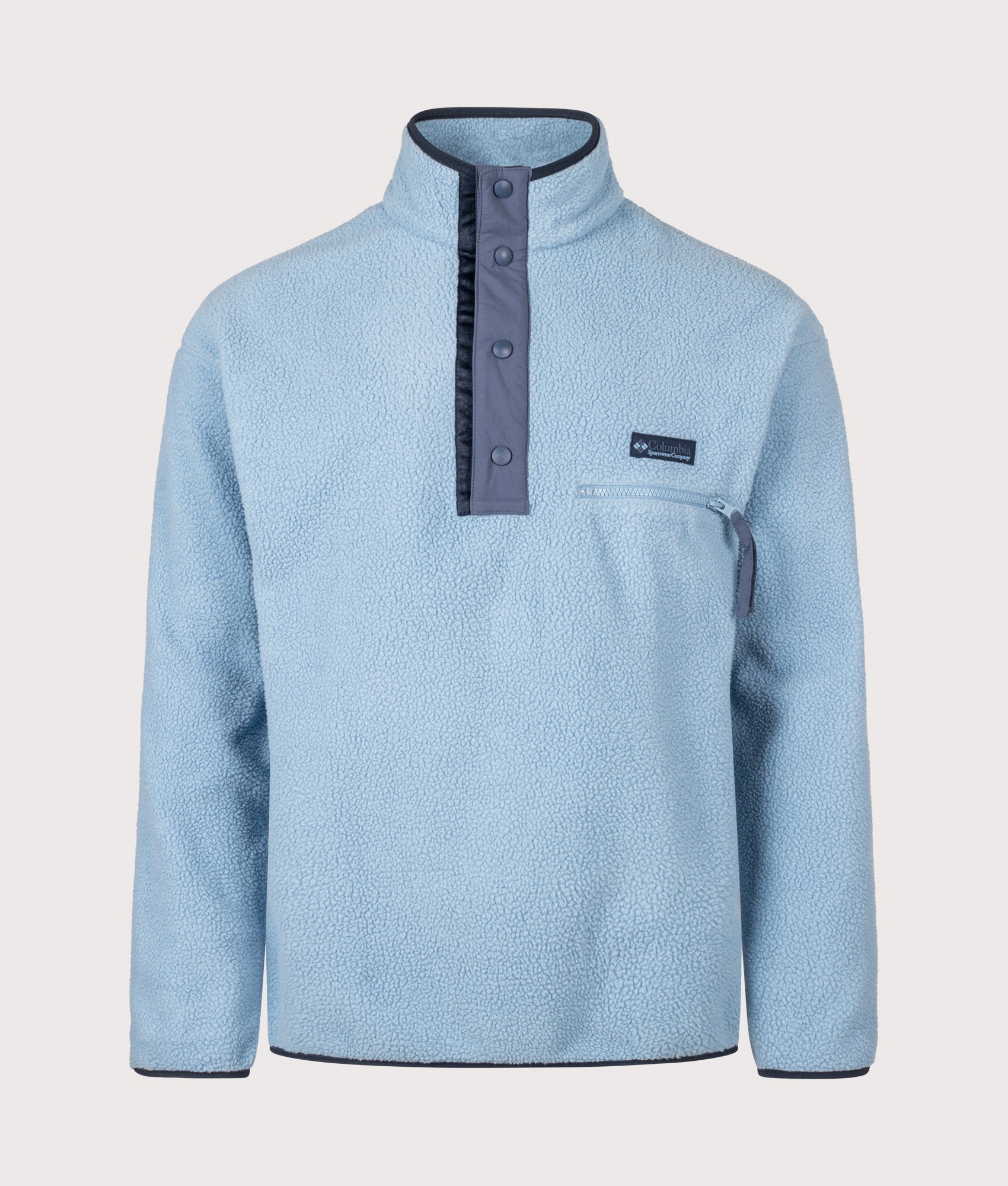 Columbia Regular Fit Helvetia II Half Snap Fleece in Rainy Day at EQVVS Menswear. Front shot.
