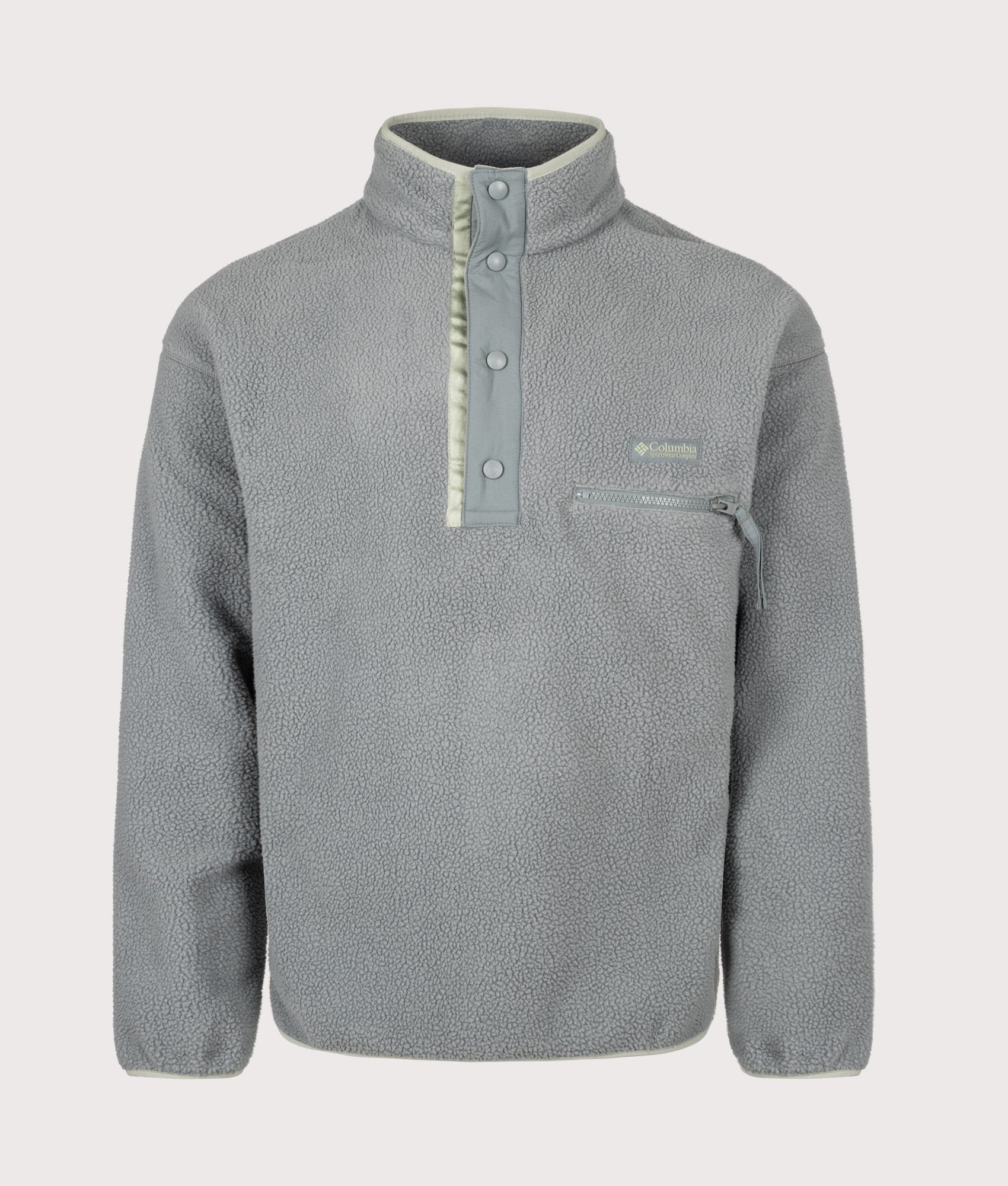 Columbia Regular Fit Helvetia II Half Snap Fleece in Sedona Sage at EQVVS Menswear. Front shot.