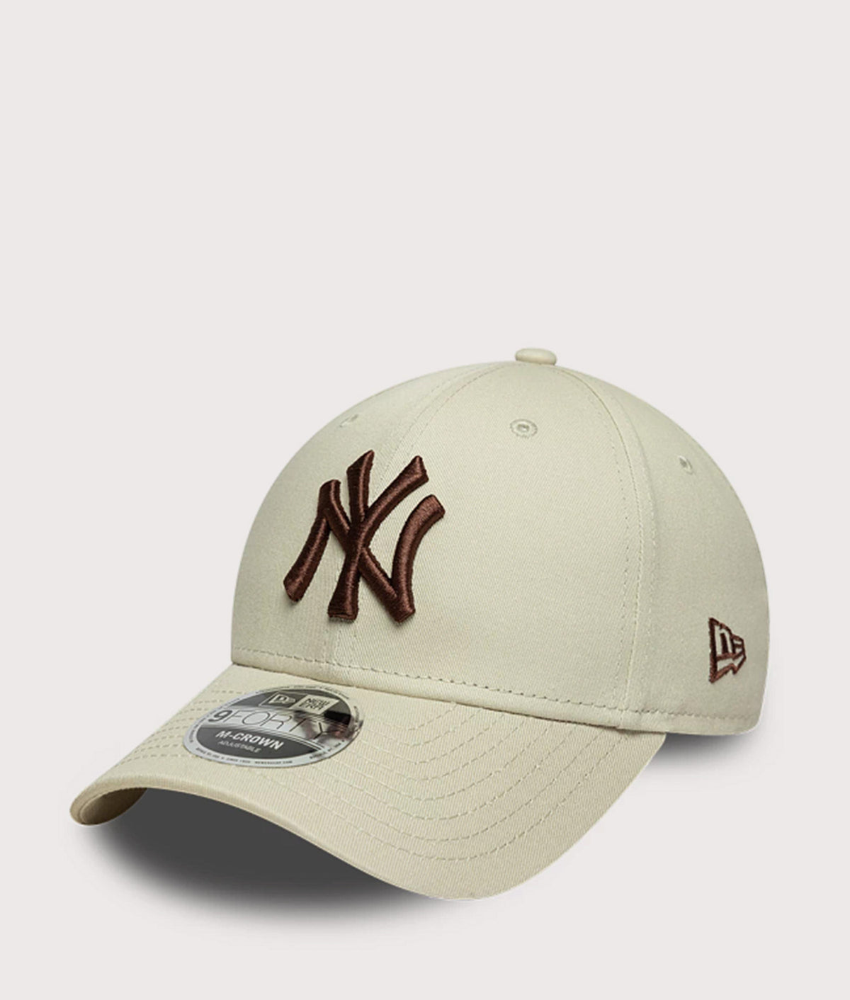 New Era New York Yankees MLB 9FORTY M-Crown Cap in Cream at EQVVS Menswear. Angled front shot.