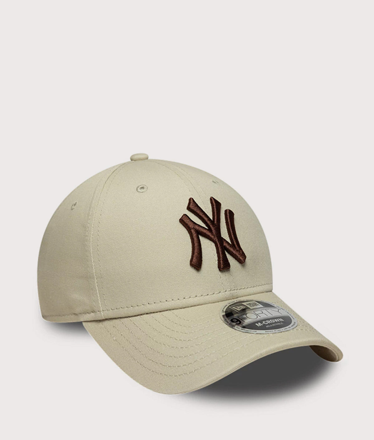 New Era New York Yankees MLB 9FORTY M-Crown Cap in Cream at EQVVS Menswear. Angled front shot.