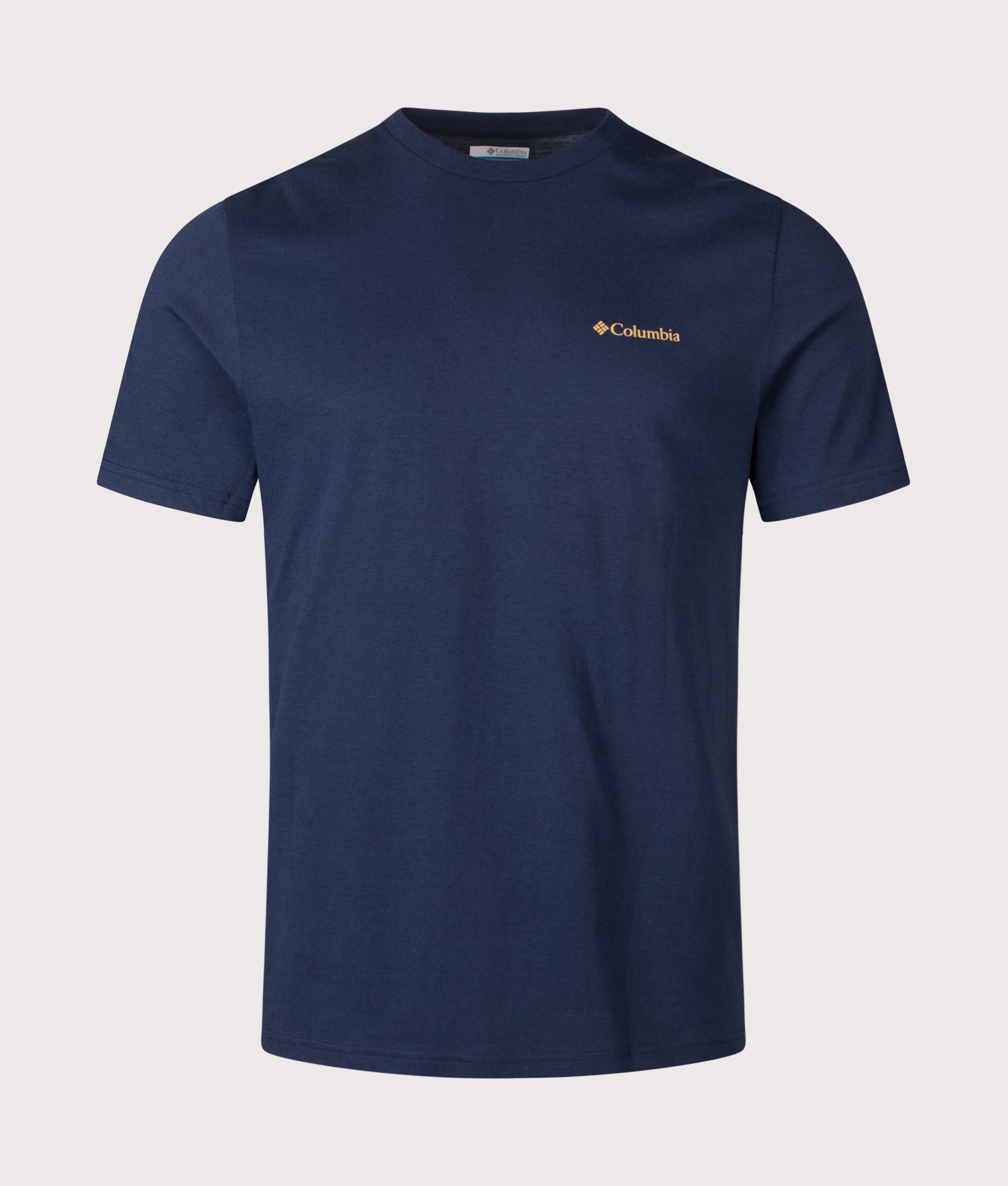 Columbia Regular Fit CSC Logo Back T-Shirt in Collegiate Navy/Boxy Brand at EQVVS Menswear. Front shot.