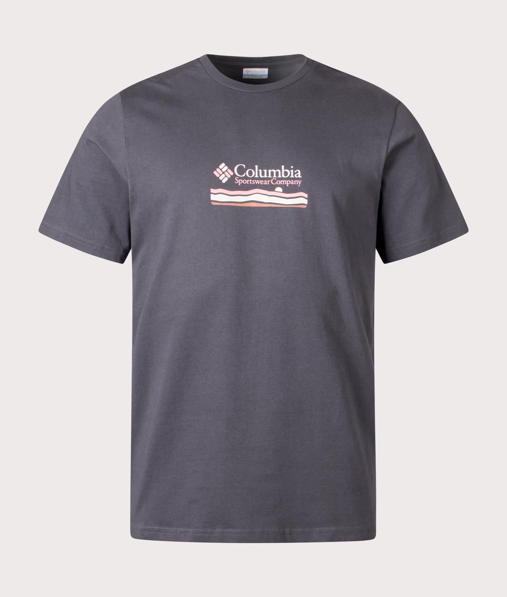 Explorers Canyon Back Graphic T-Shirt in Shark Heritage Hills by Columbia. EQVVS Front Angle Shot.