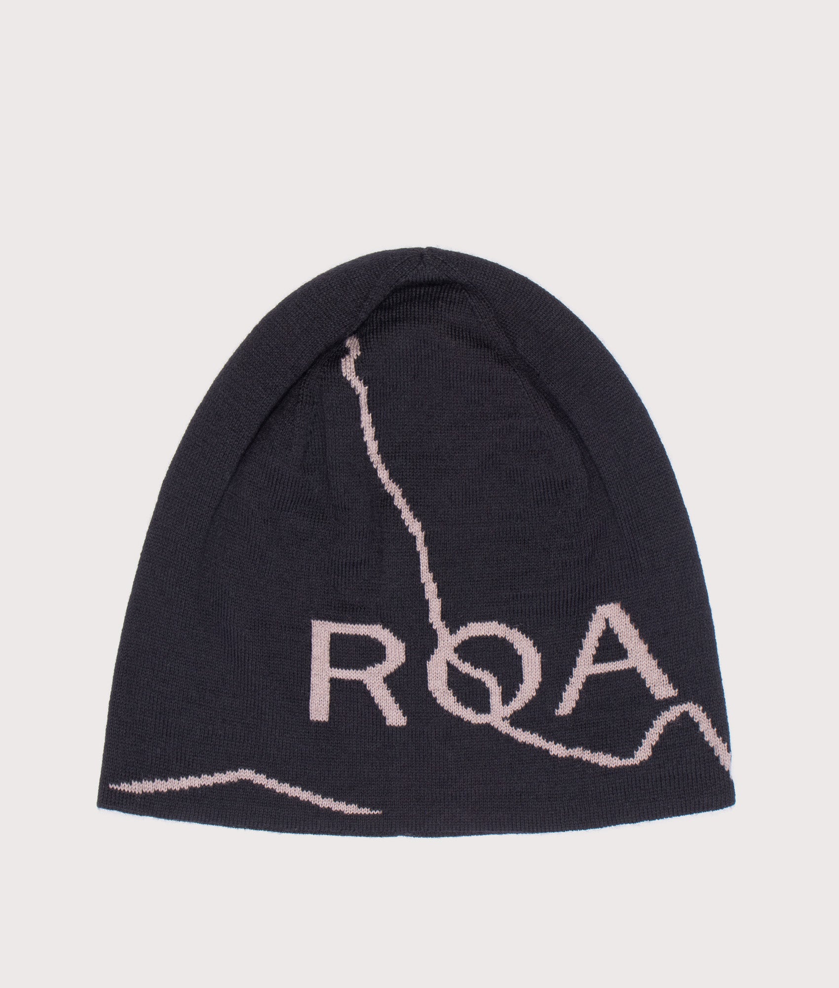 ROA Logo Wool beanie in Black at EQVVS Menswear. Front shot.