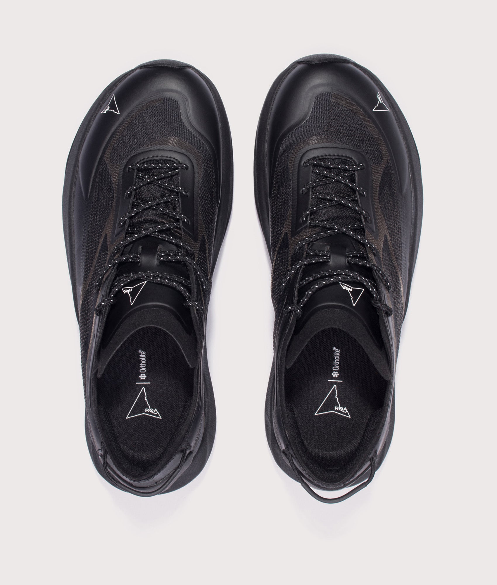 ROA Sella Trainers in Black at EQVVS Menswear. Top shot.
