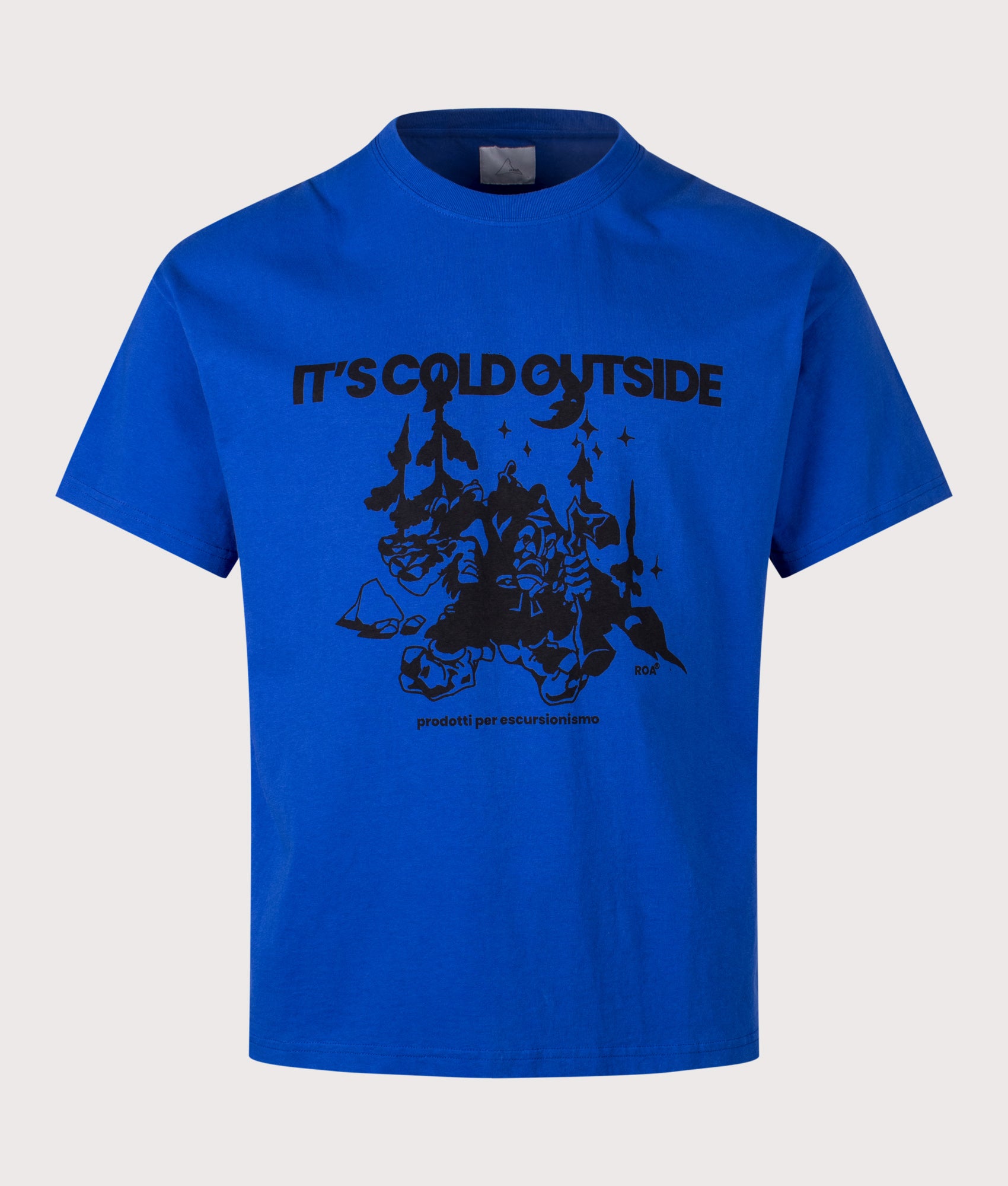 ROA Relaxed Fit Cold t-shirt in Blue at EQVVS Menswear. Front shot.