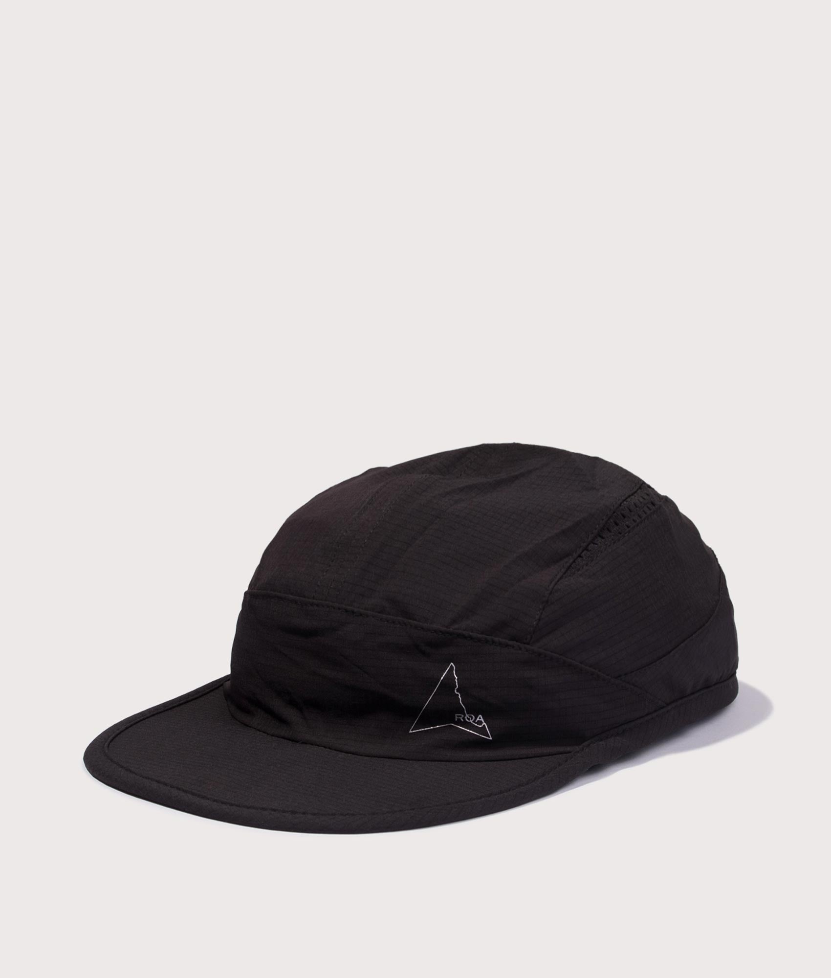 ROA Aair FloWeave Running Cap in Black at EQVVS Menswear. Angled front shot.