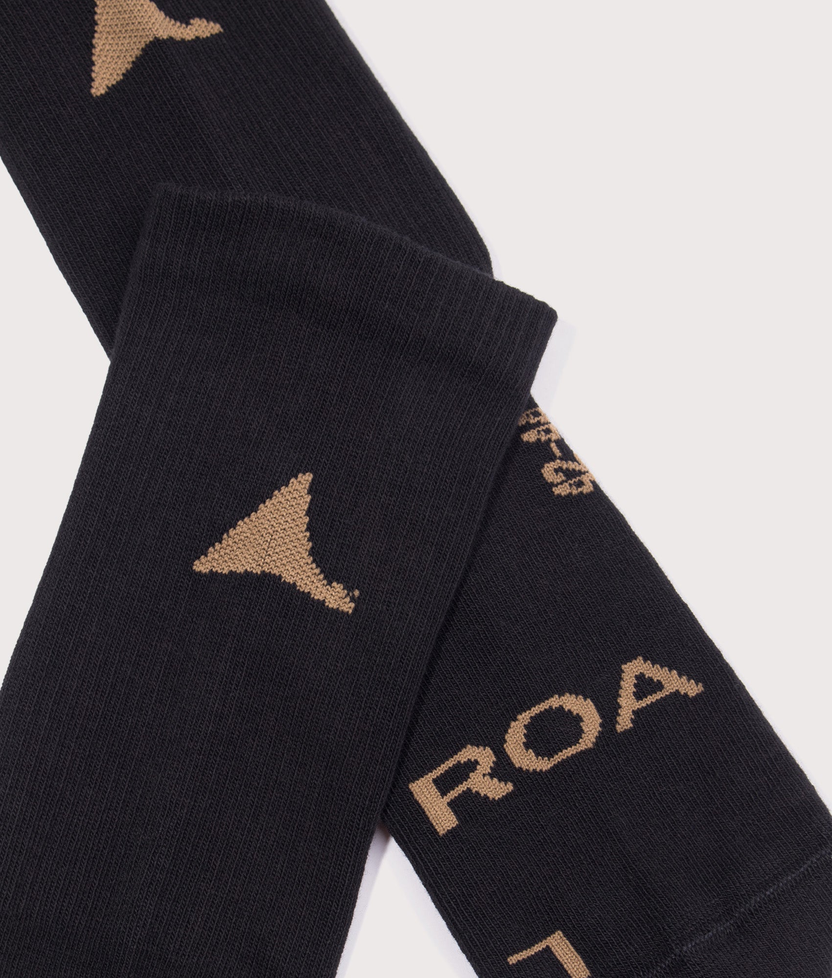 ROA Logo Biofil® Socks in Black at EQVVS Menswear. Detail shot.