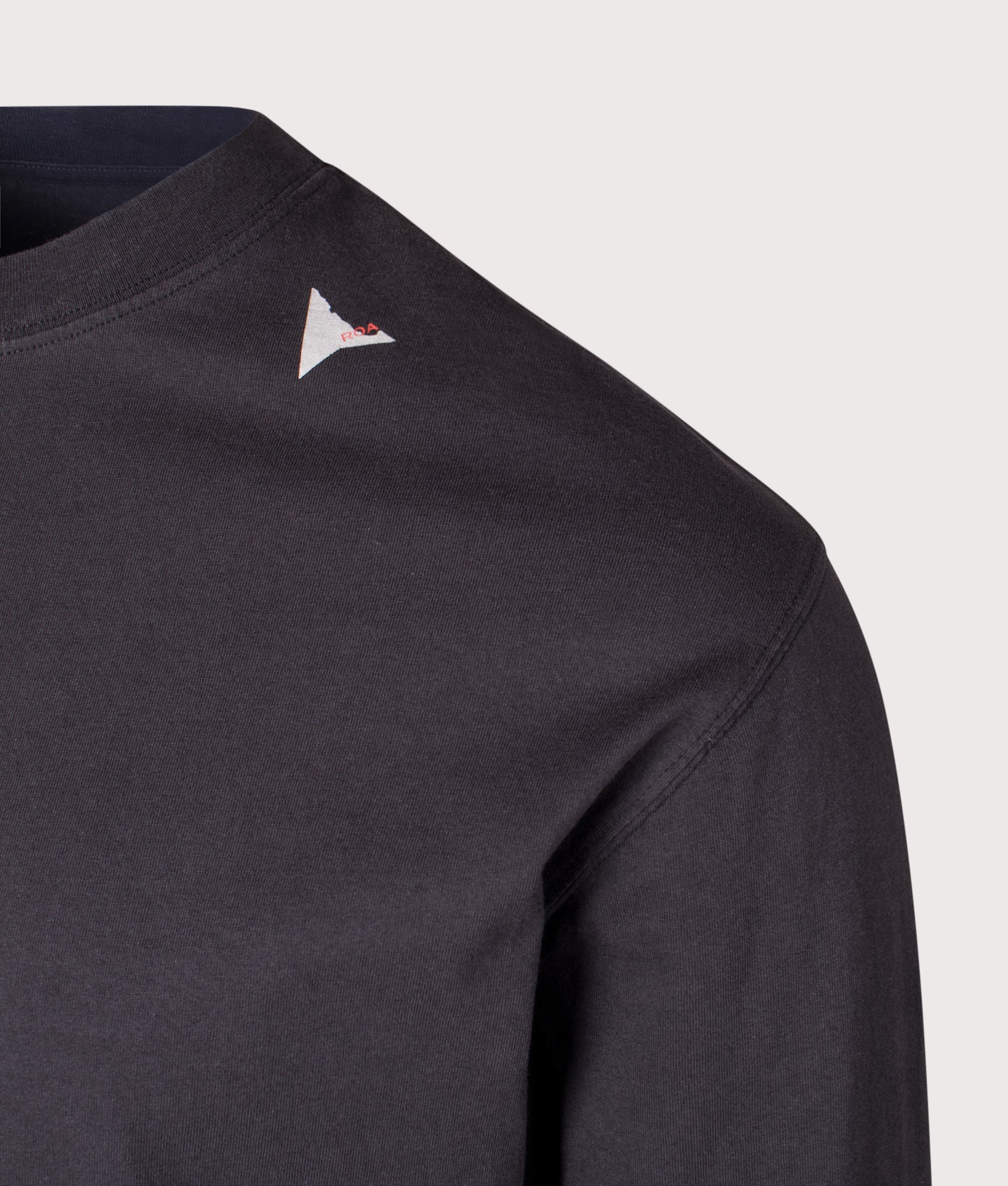 Logo Long Sleeve T-Shirt in Washed Black by ROA. Shot by EQVVS. Detail shot.