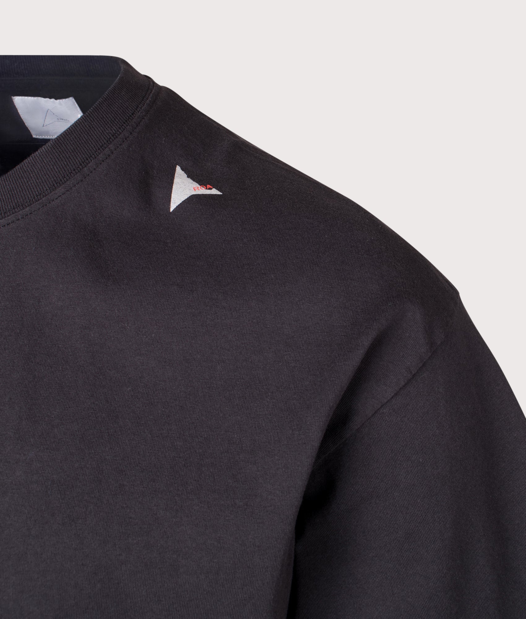 Logo T-Shirt in Washed Black by ROA. Shot by EQVVS. Detail shot.