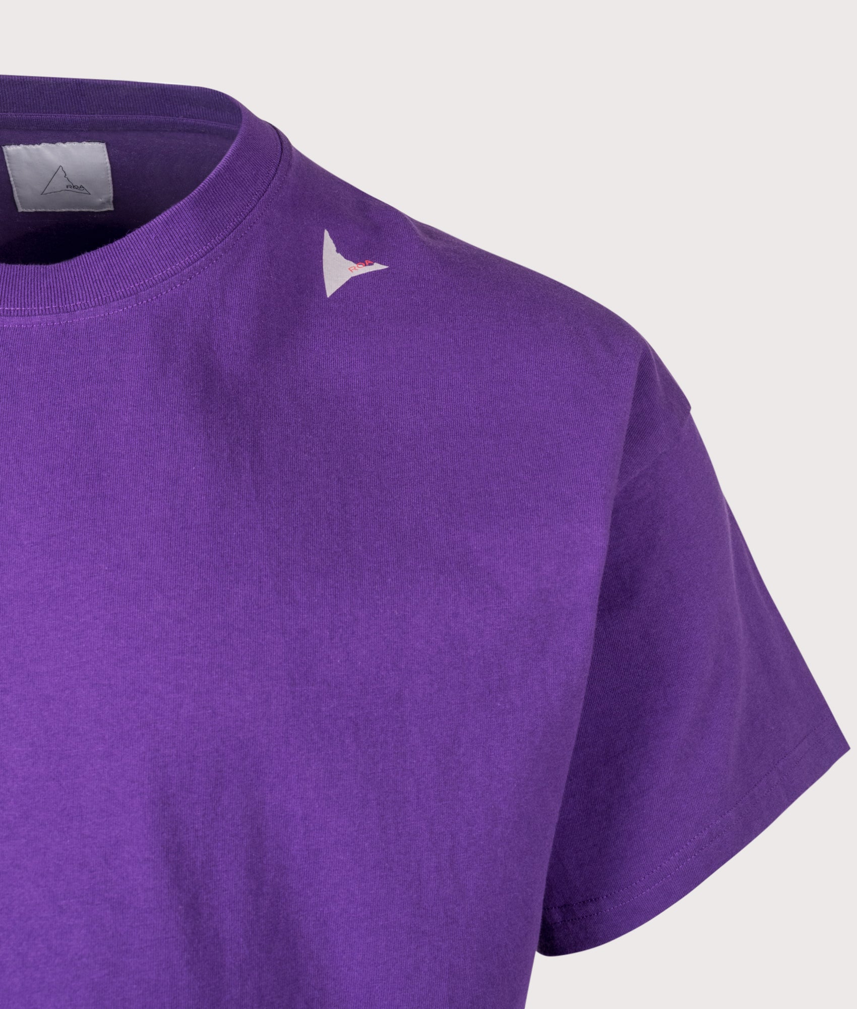 Logo T-Shirt in Purple by ROA. Shot by EQVVS. Detail shot.