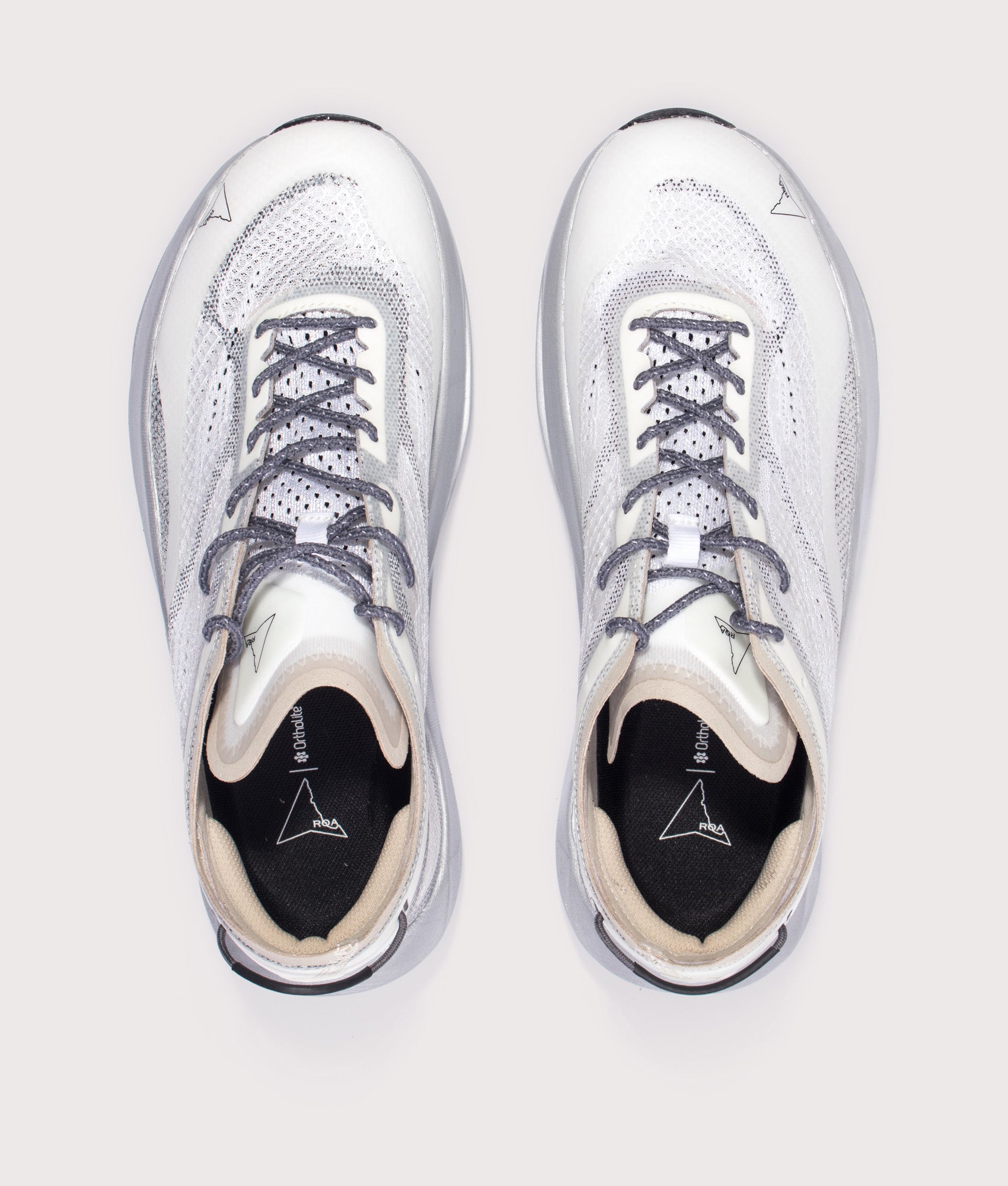 ROA Sella Lite Trainers in White at EQVVS Menswear. Top shot.