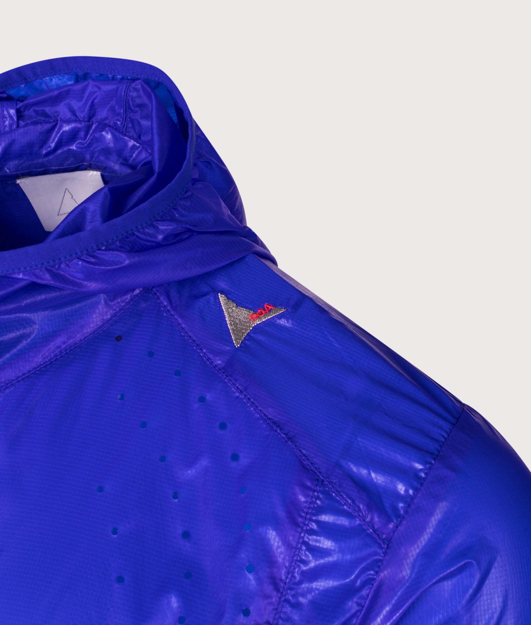 ROA Hue Packable Lightweight Windcheater in Blue at EQVVS Menswear. Second detail shot.