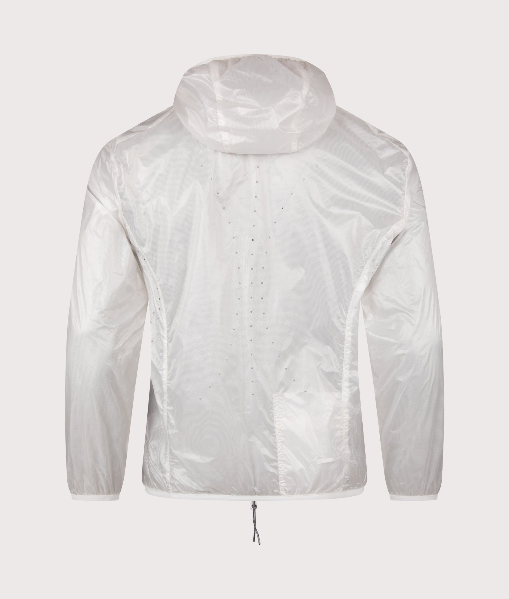 ROA Hue Packable Lightweight Windcheater in White at EQVVS Menswear. Back shot.