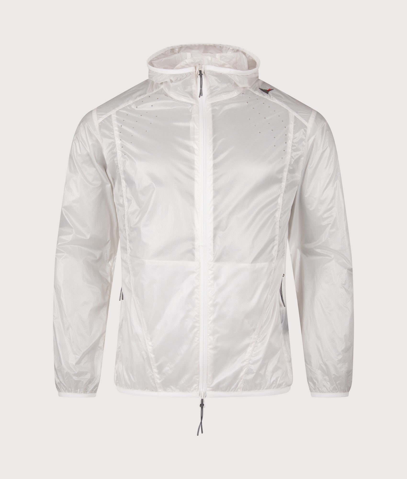 ROA Hue Packable Lightweight Windcheater in White at EQVVS Menswear. Front shot.
