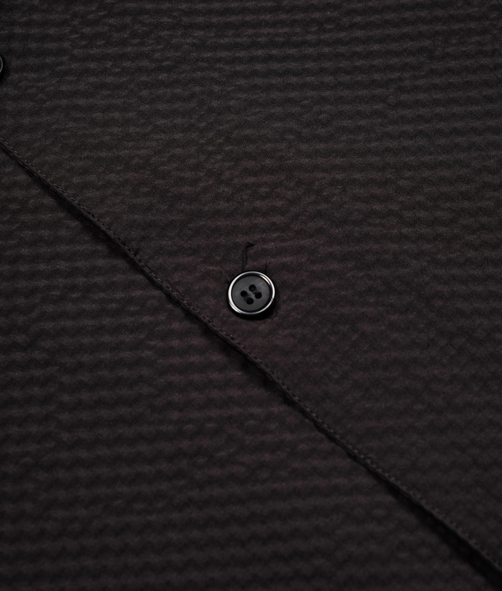 Oversized Seersucker Vacation Shirt in Black by MKI MIYUKI ZOKU. EQVVS Detail Shot.