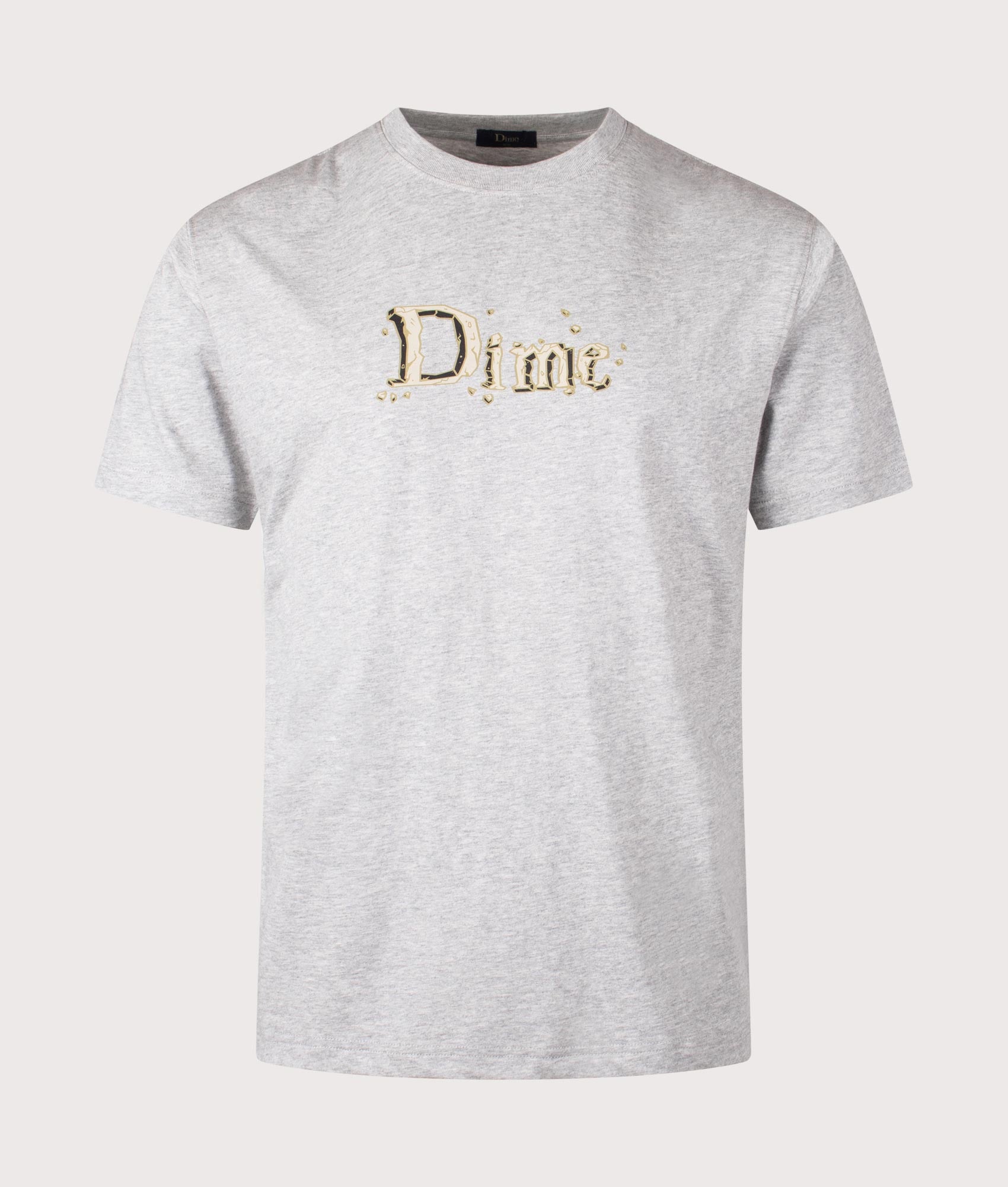 Classic Stone T-Shirt in Heather Gray by Dime MTL at EQVVS. Front Angle Shot. 