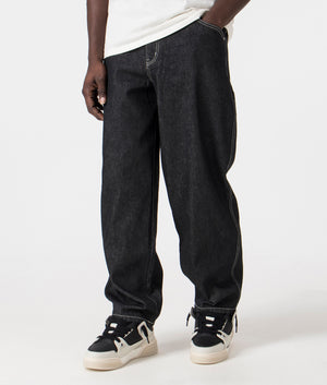 Classic Baggy Denim Pants in Black Washed by Dime MTL. EQVVS Side Angle Shot.