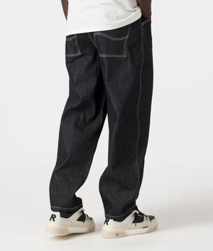 Classic Baggy Denim Pants in Black Washed by Dime MTL. EQVVS Back Angle Shot.