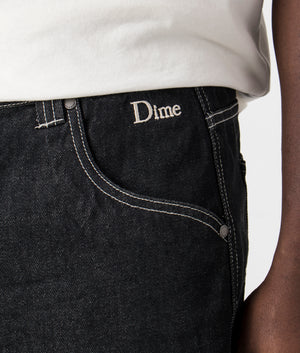 Classic Baggy Denim Pants in Black Washed by Dime MTL. EQVVS Detail Shot.
