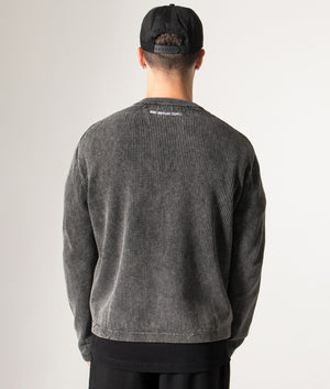Pigment Dyed Loose Gauge Long Sleeve T-Shirt in Pigment Black. 100% Cotton | MKI MIYUKI ZOKU | Shot at EQVVS | Back model shot 