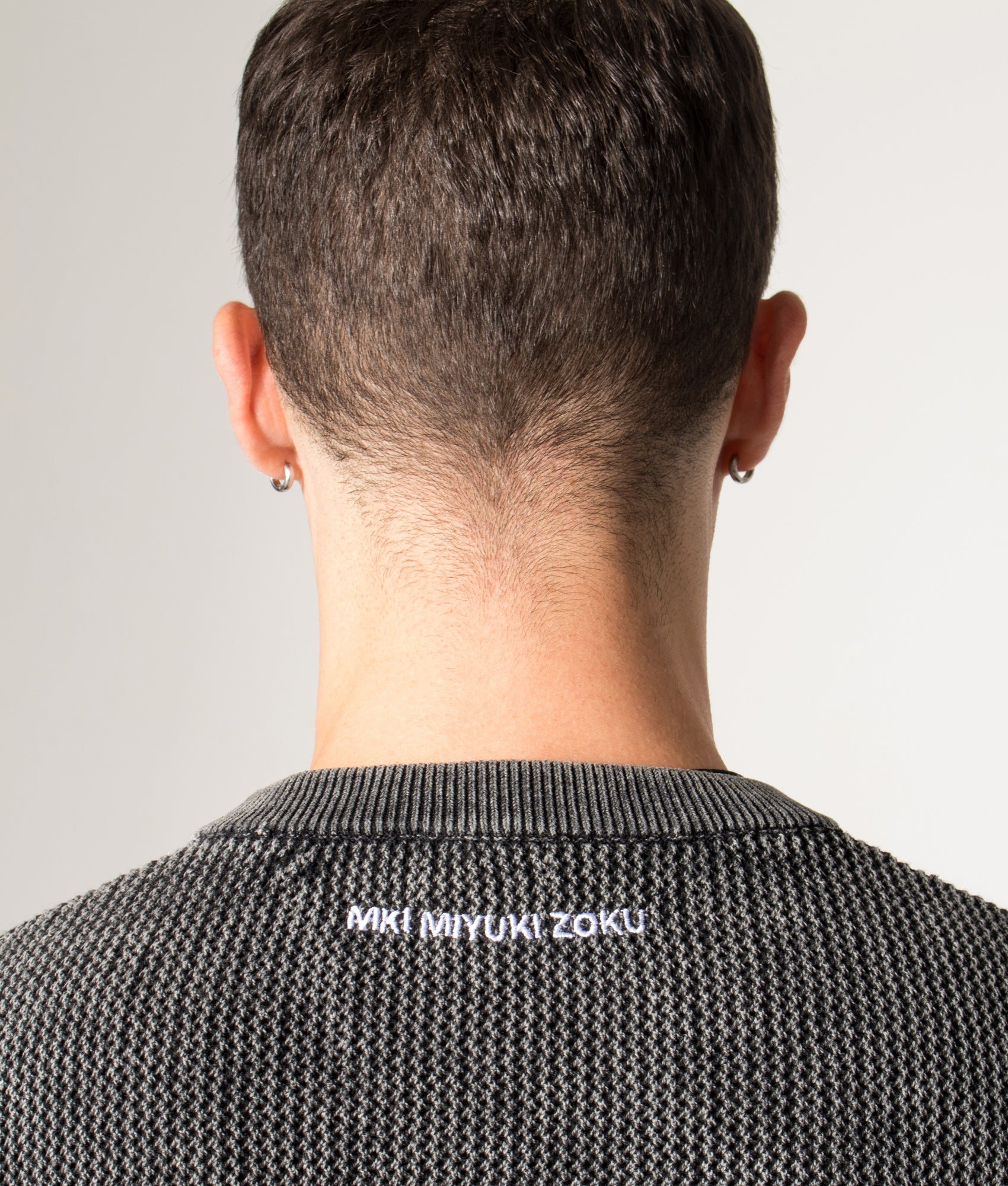 Pigment Dyed Loose Gauge Long Sleeve T-Shirt in Pigment Black. 100% Cotton | MKI MIYUKI ZOKU | Shot at EQVVS | Back detail model shot