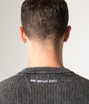 Pigment Dyed Loose Gauge Long Sleeve T-Shirt in Pigment Black. 100% Cotton | MKI MIYUKI ZOKU | Shot at EQVVS | Back detail model shot