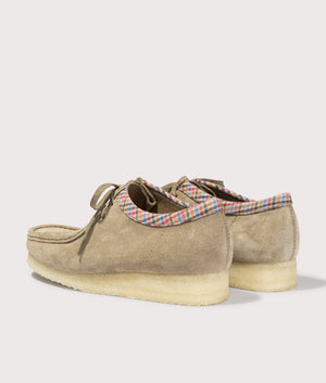 Wallabee Suede by Clarks in Taupe. Shot by EQVVS. Back shot