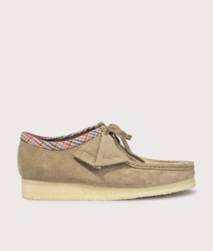 Wallabee Suede by Clarks in Taupe. Shot by EQVVS. front shot