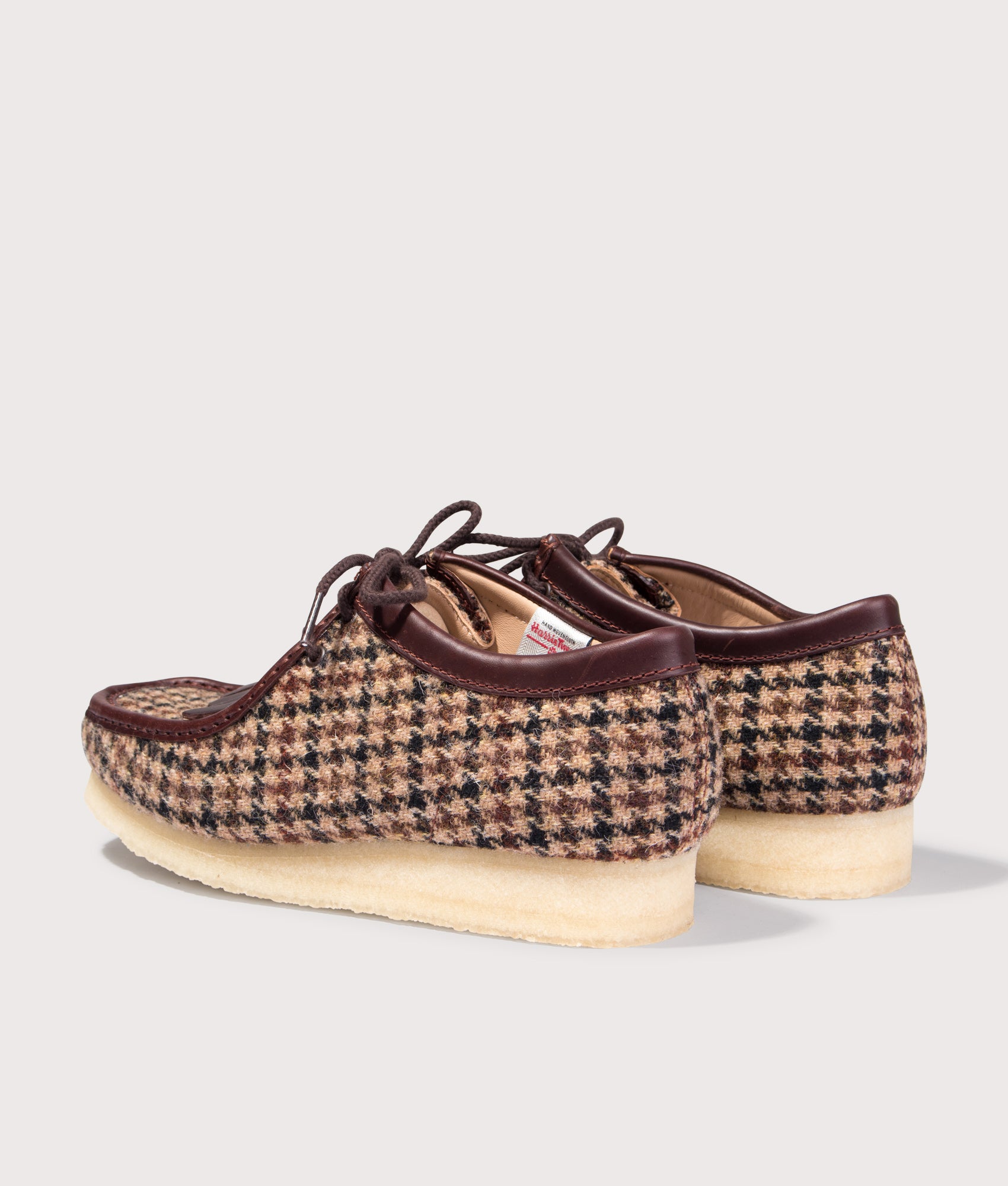 Wallabee by Clarks in Brown Tweed. Shot by EQVVS. Back shot.